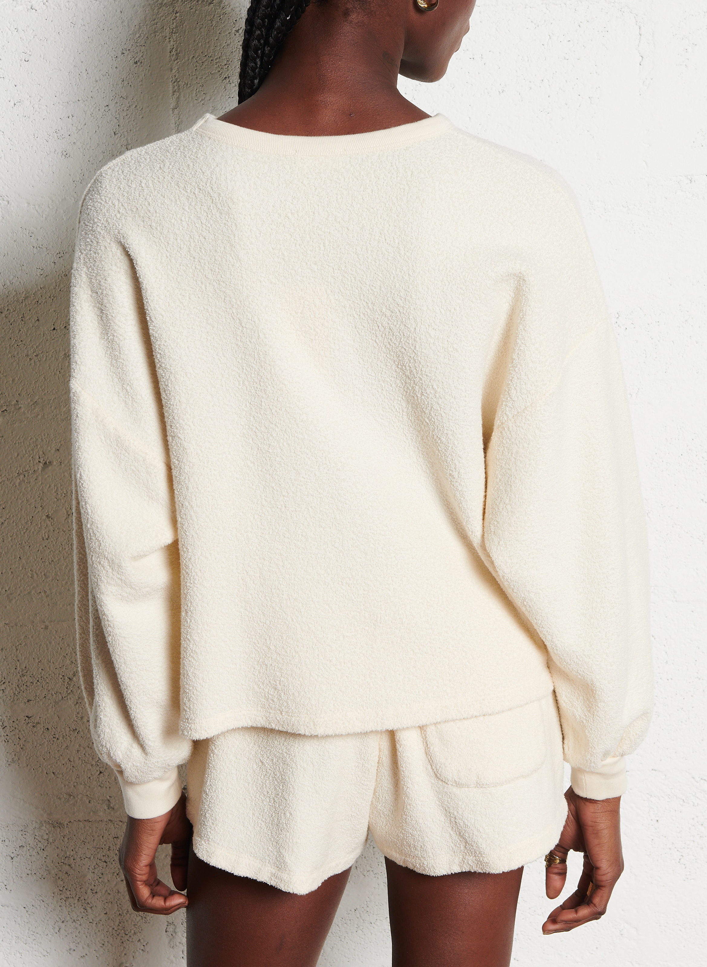 Sweat molletonné col rond en coton bio bobypark Beige
