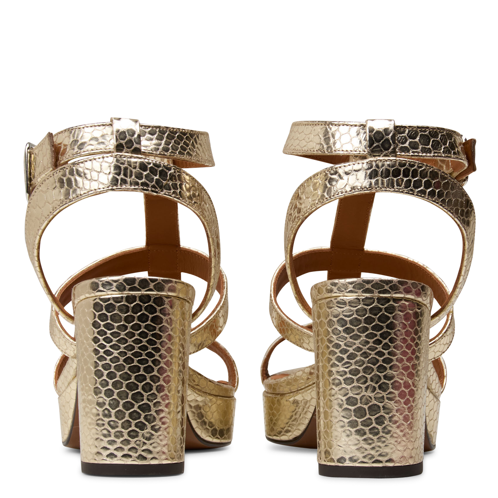Sandales à talons en cuir métallisé n°447 RIVECOUR Doré