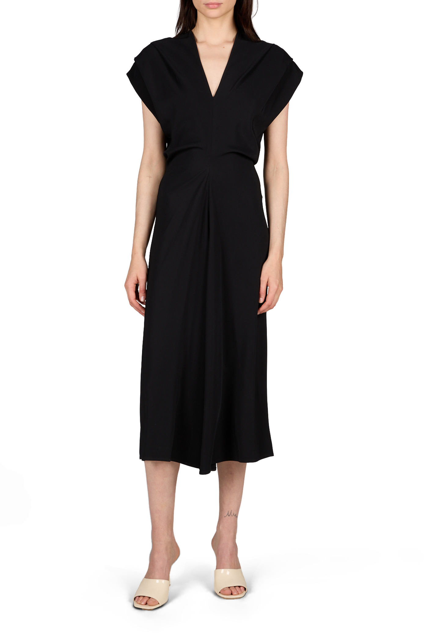 Robe unie à col V CO Noir