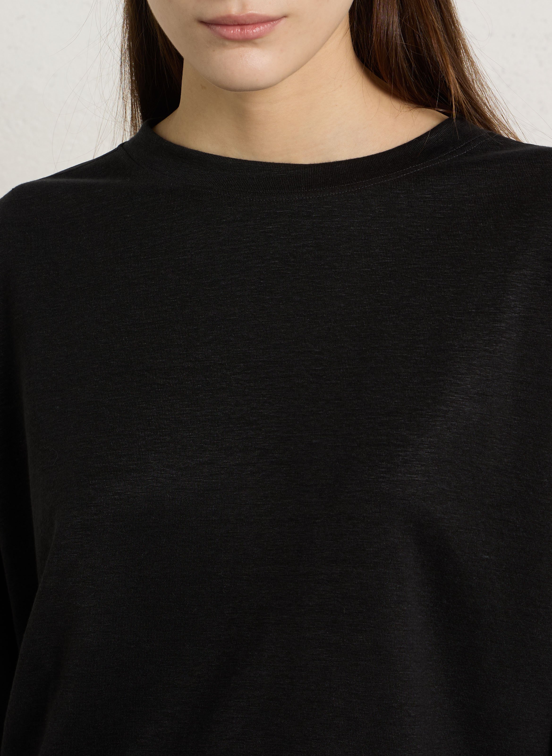 Tee-shirt col rond en lin mélangé lisa MAISON 123 Noir