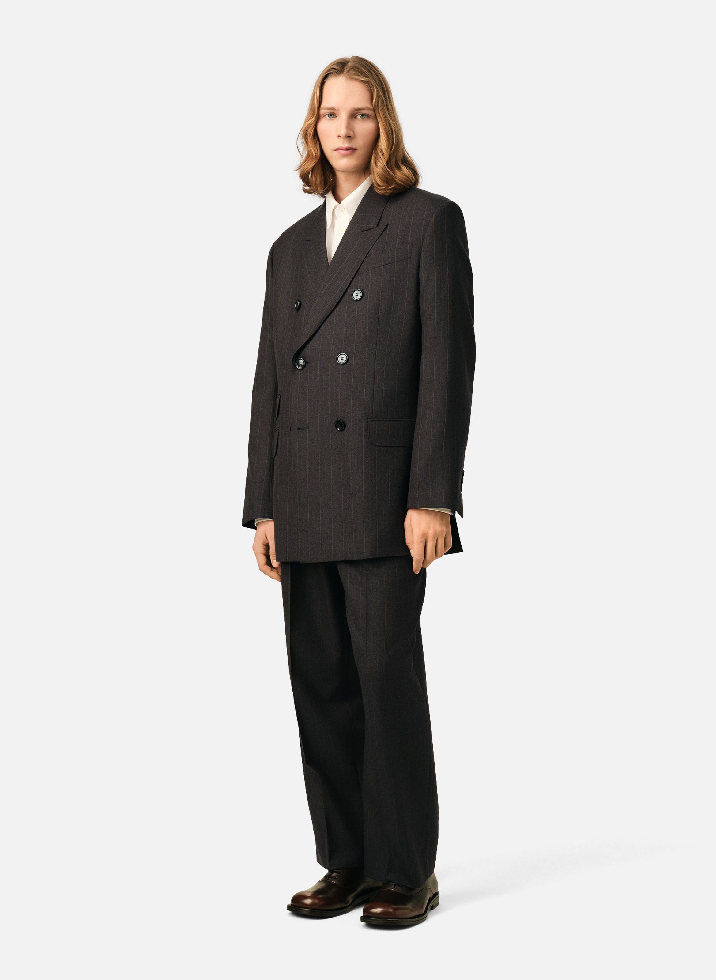Veste rayée double boutonnage en laine AMI PARIS Gris