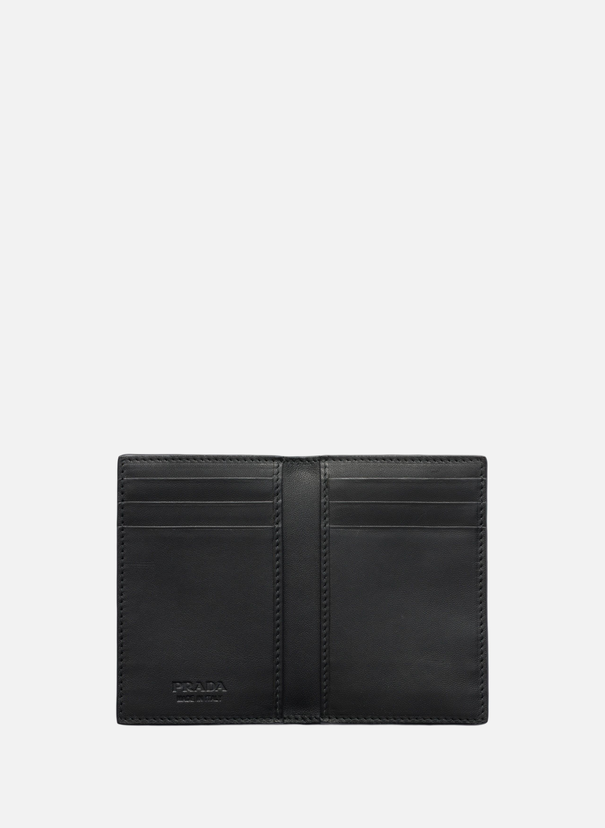 Porte-cartes en cuir vieilli PRADA Noir