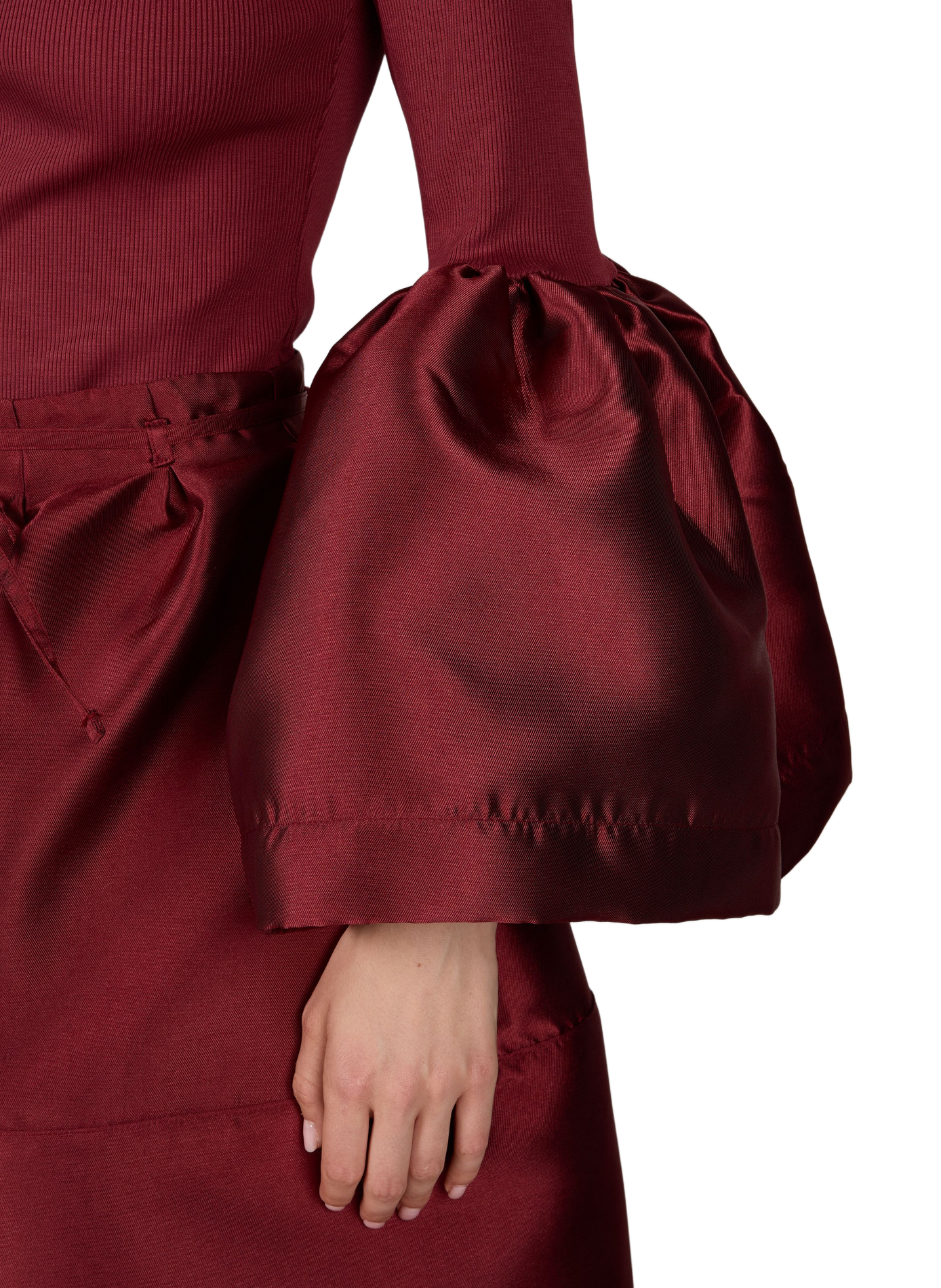 Ribbed top with long puffed satin sleeves in a cotton blend MARQUES ALMEIDA Red