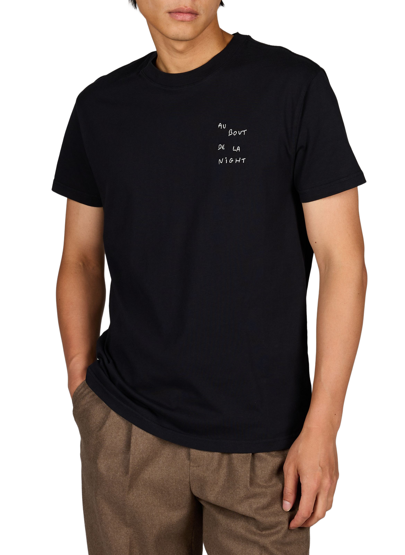 Popincourt embroidered cotton t-shirt MAISON LABICHE Black