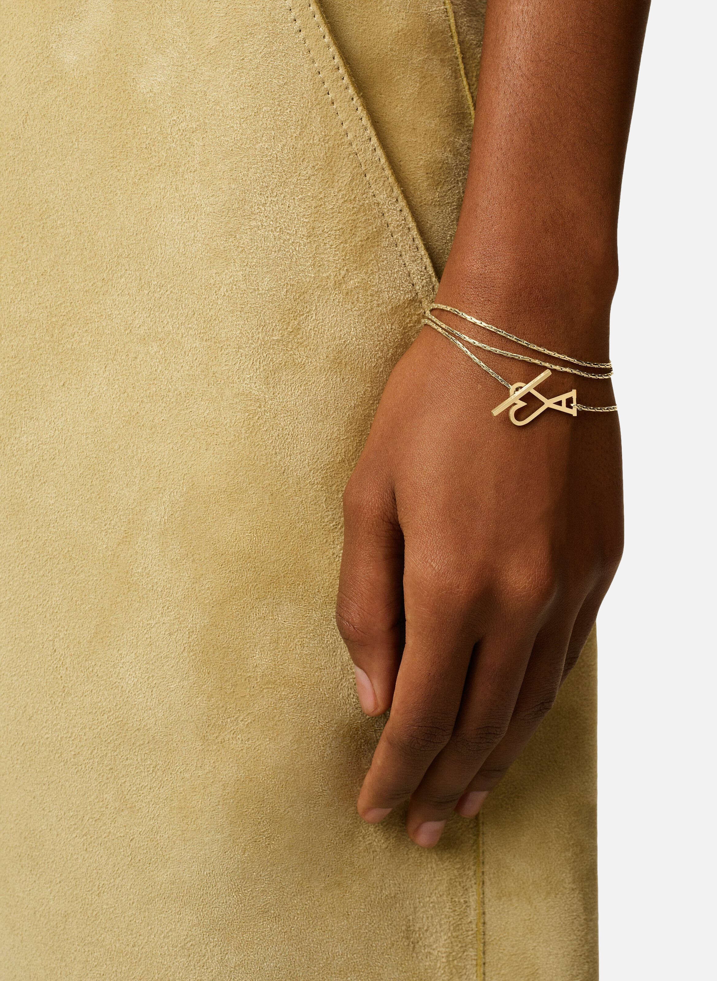 Collier chaîne ami de coeur 2 en 1 unisexe AMI PARIS Jaune