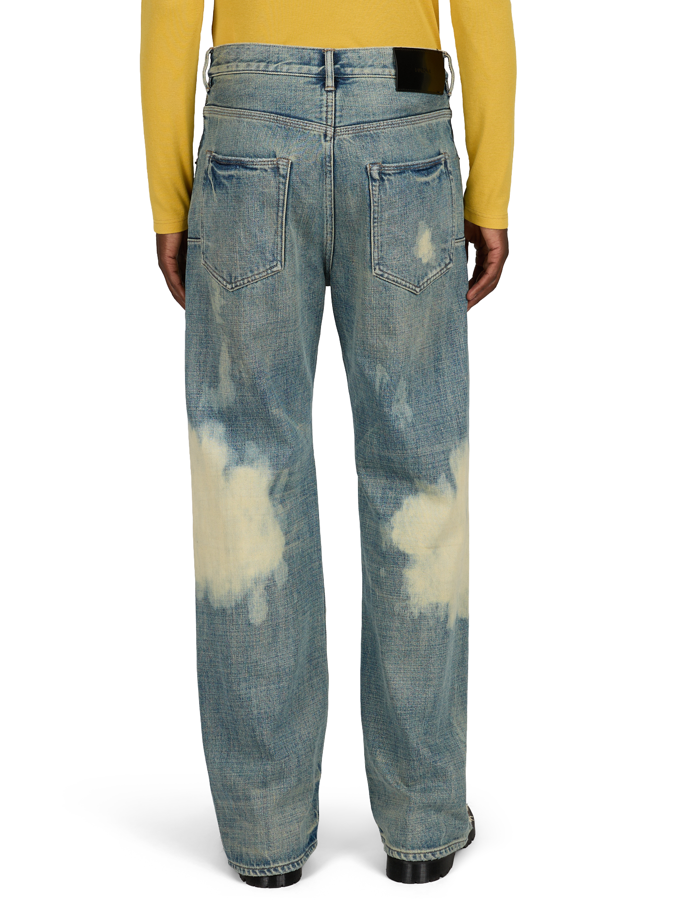 Gewassen en gescheurde jeans van katoen. PURPLE BRAND Blauw
