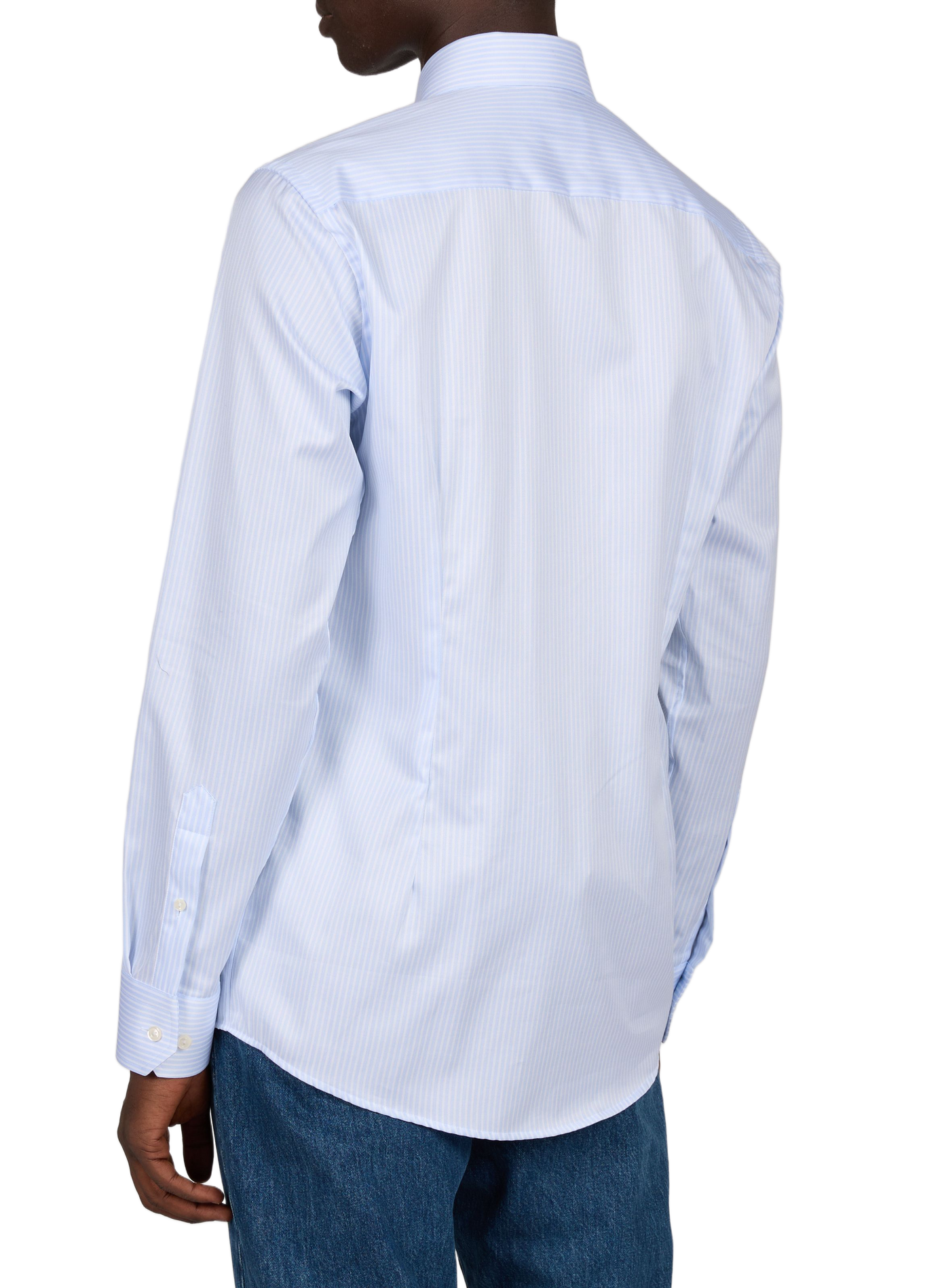 Straight classic collar shirt in striped cotton ETON Blue