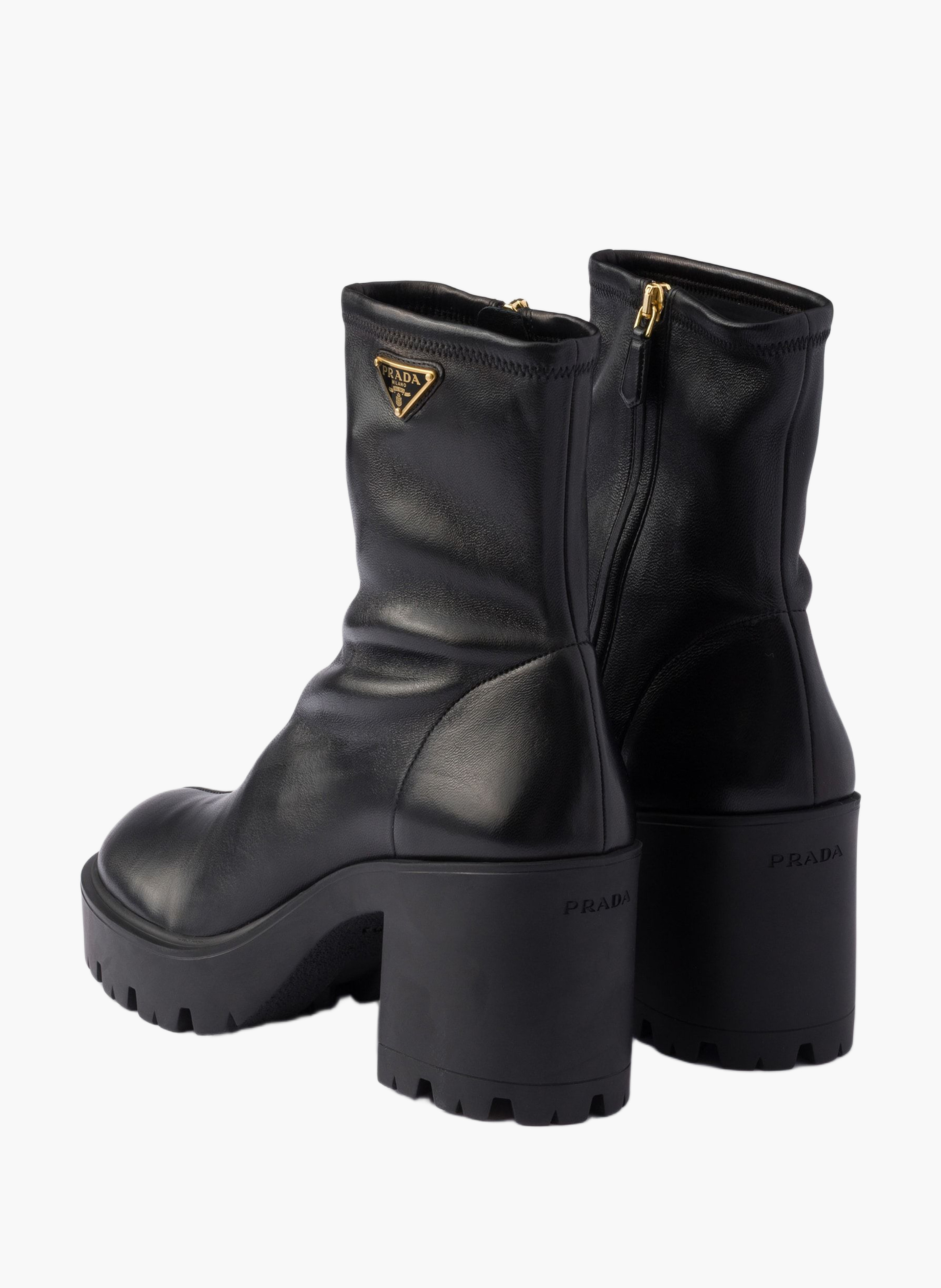 Bottines en cuir nappa stretch PRADA Noir