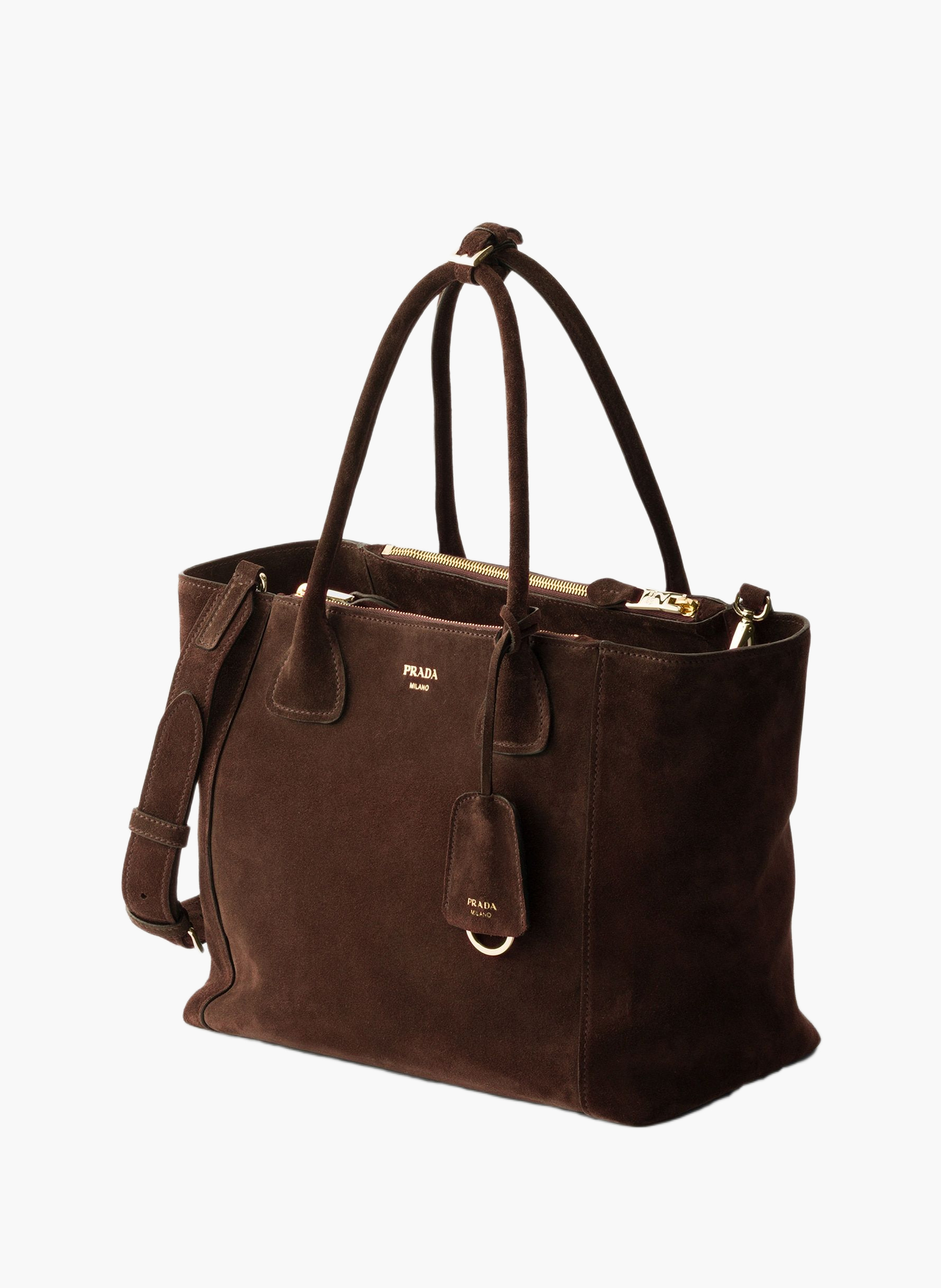 Grand cabas en veau velours PRADA Marron