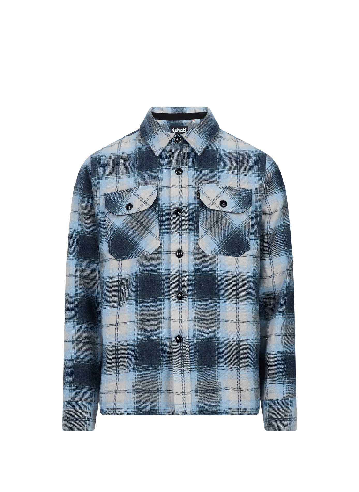 Shirt with classic plaid collar SCHOTT Blue