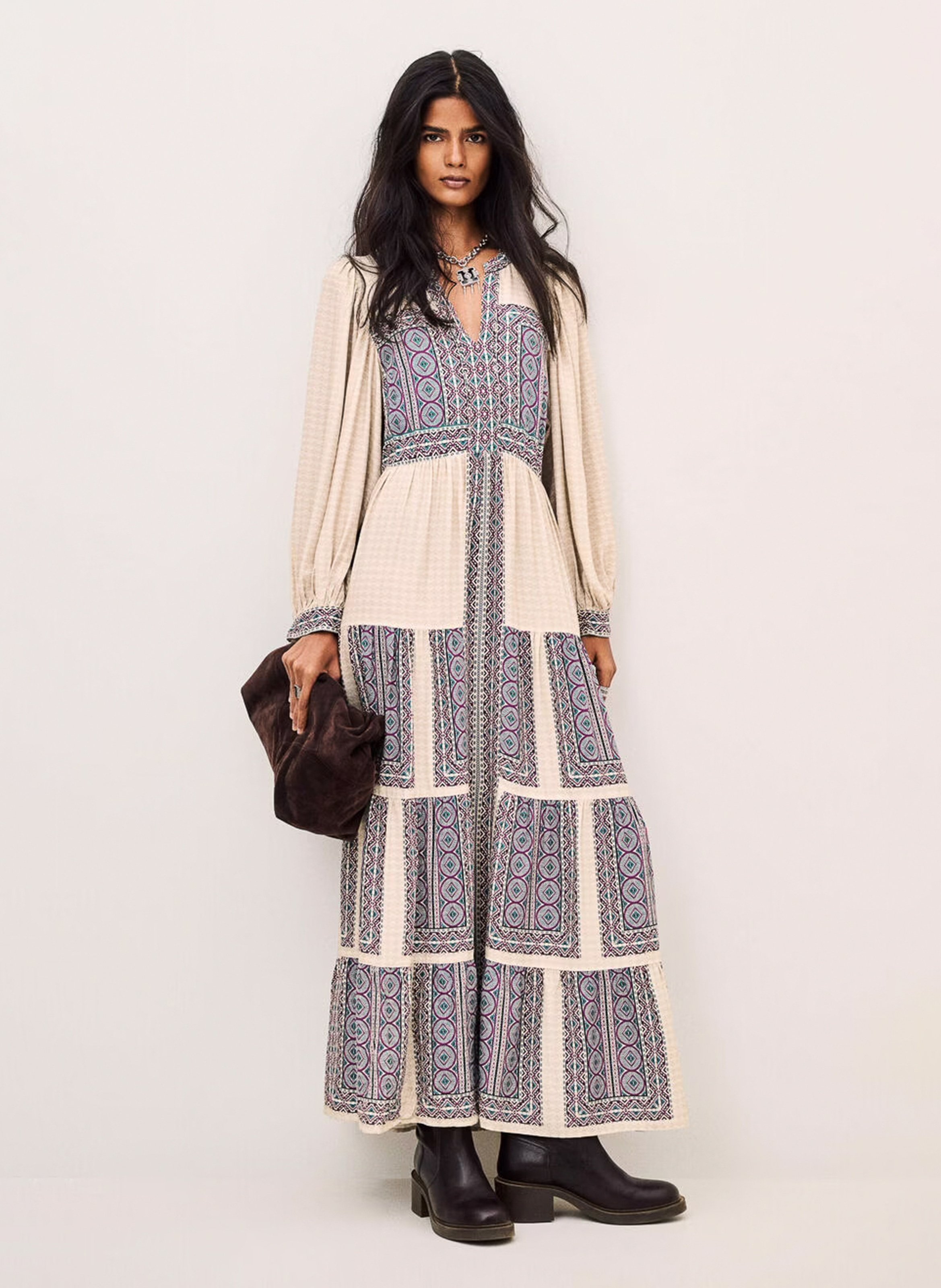 Robe longue ample imprimée olly BA&SH Beige