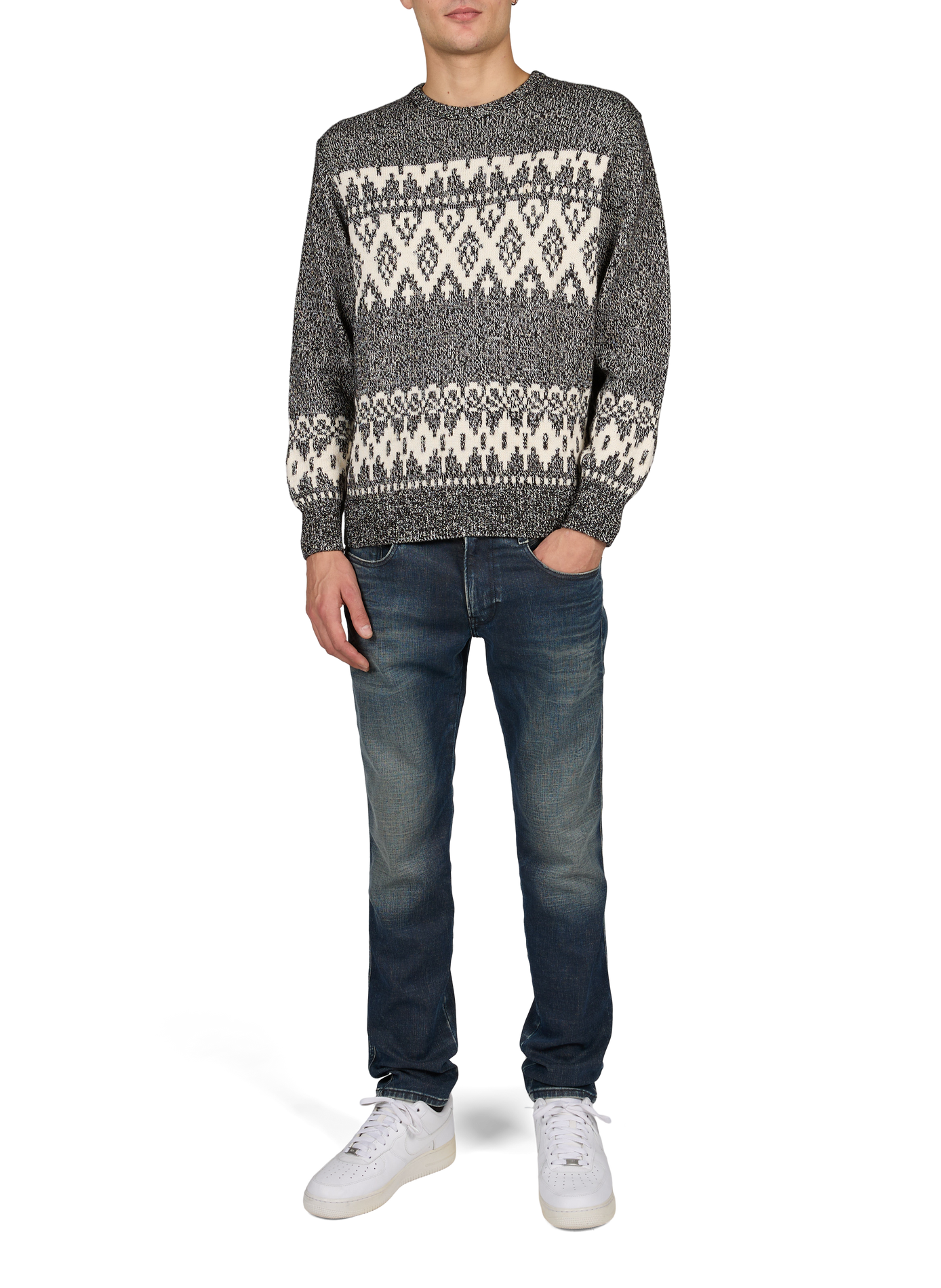 Gerader Pullover aus zweifarbigem Strick REPLAY Schwarz