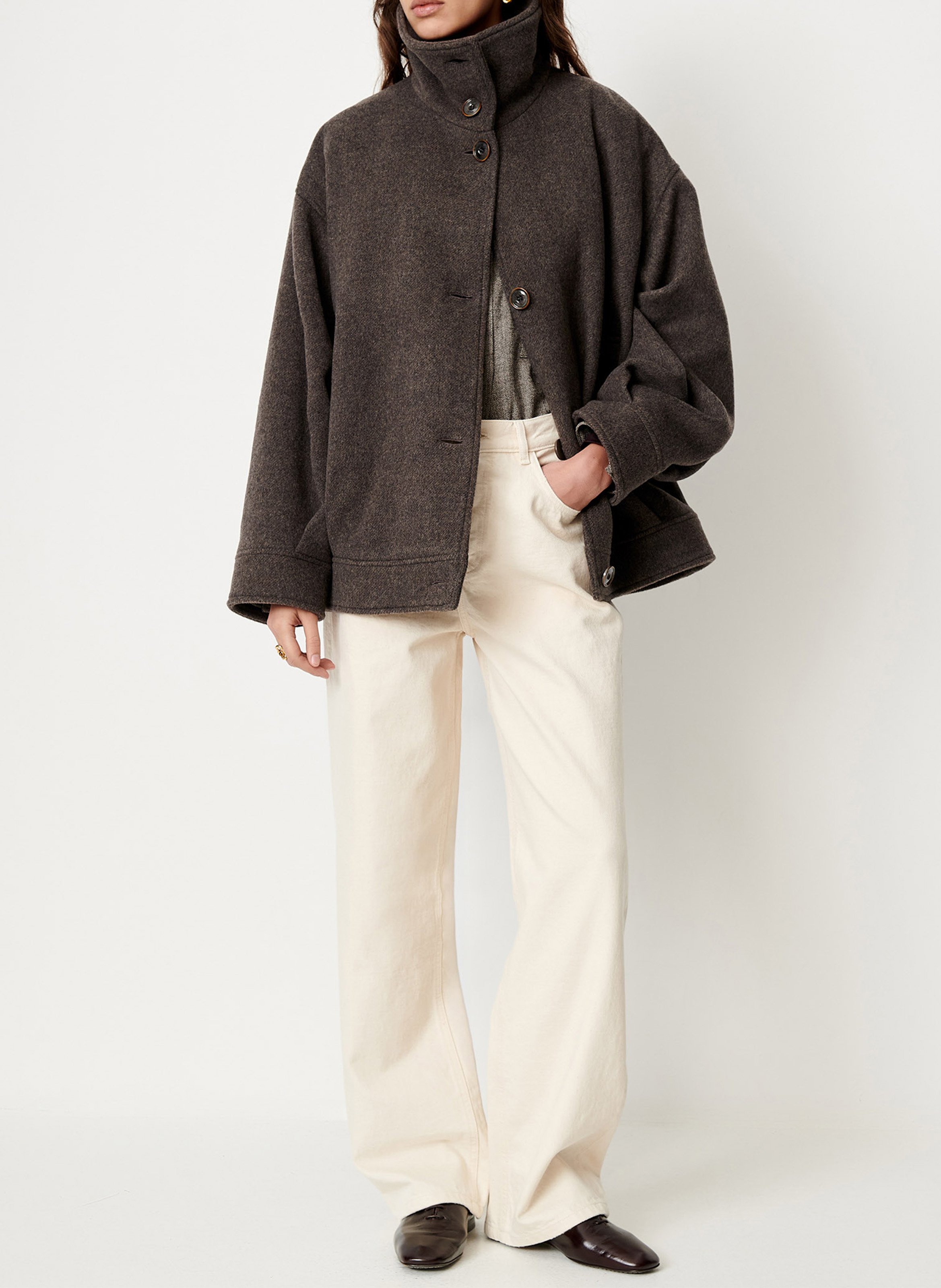 Manteau oversize en laine mélangée nariwa SESSUN Gris
