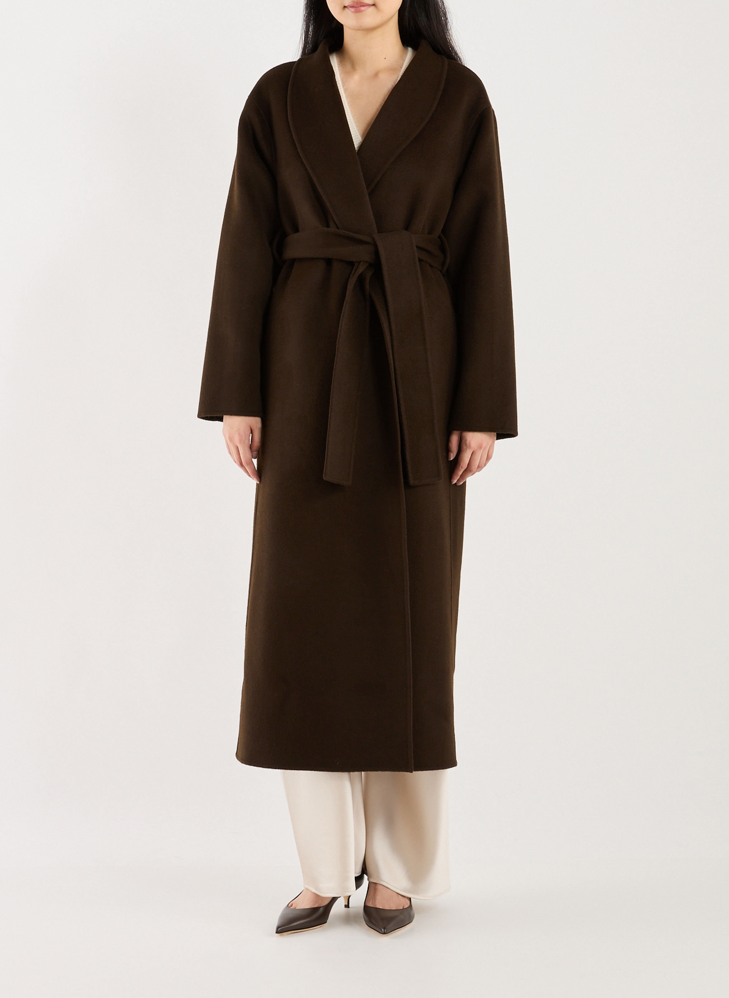 Manteau Mara doublé en laine et cachemire ALMADA Marron