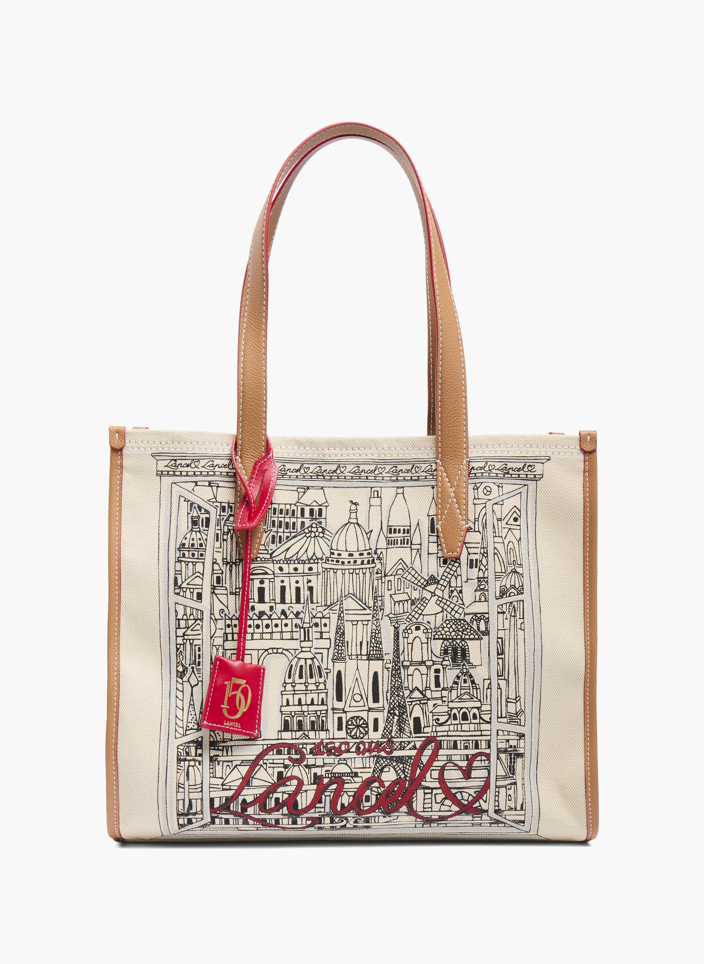 Sac cabas capsule lancel 150y en animation toile 150y : toile texturee & cuir de vachette lisse LANCEL Multicolore