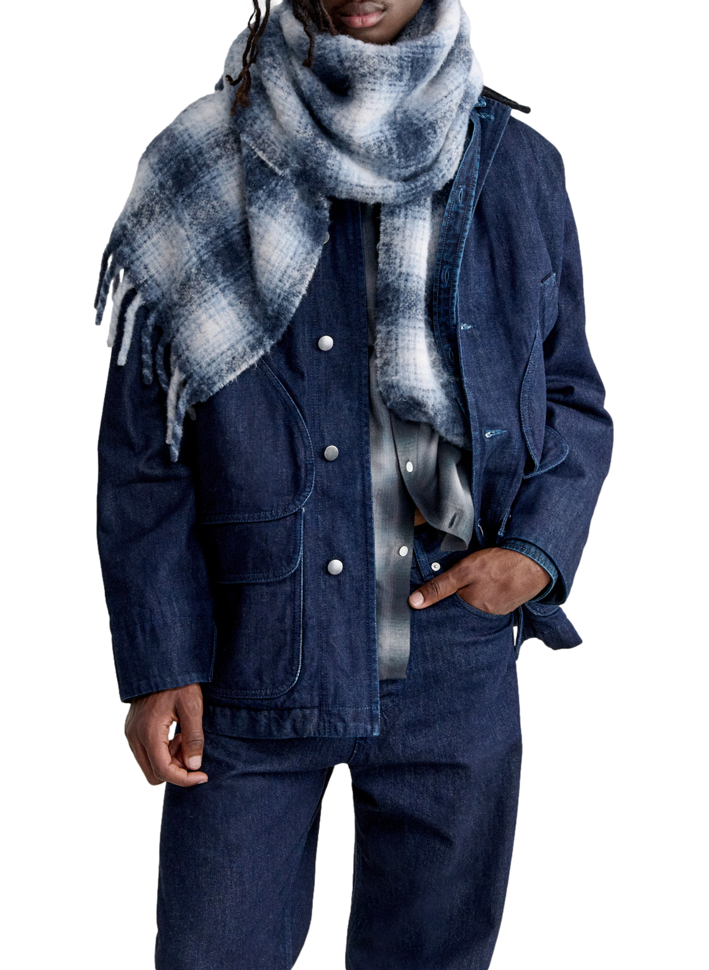 Kariertes Wollschal MAISON KITSUNÉ Blau