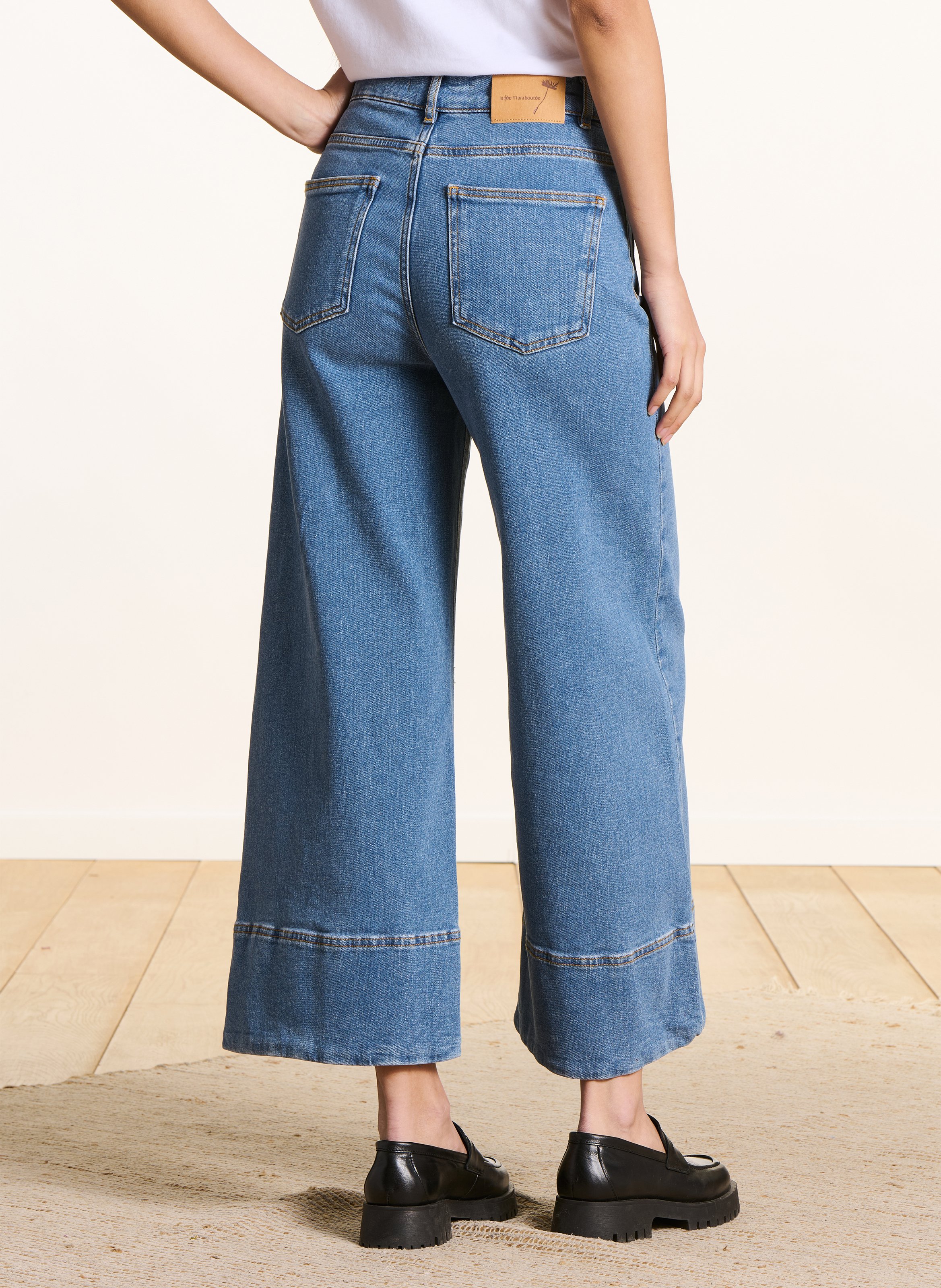 Cropped jeans van een katoenmix met biologisch katoen LA FEE MARABOUTEE Blauw