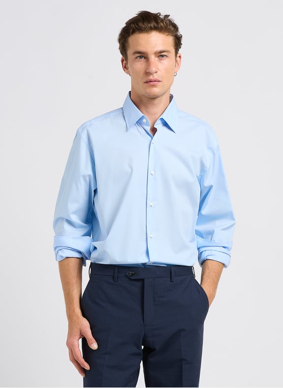 Chemise col classique en coton mélangé Bleu by BOSS BOSS Chemise col classique en coton mélangé Bleu