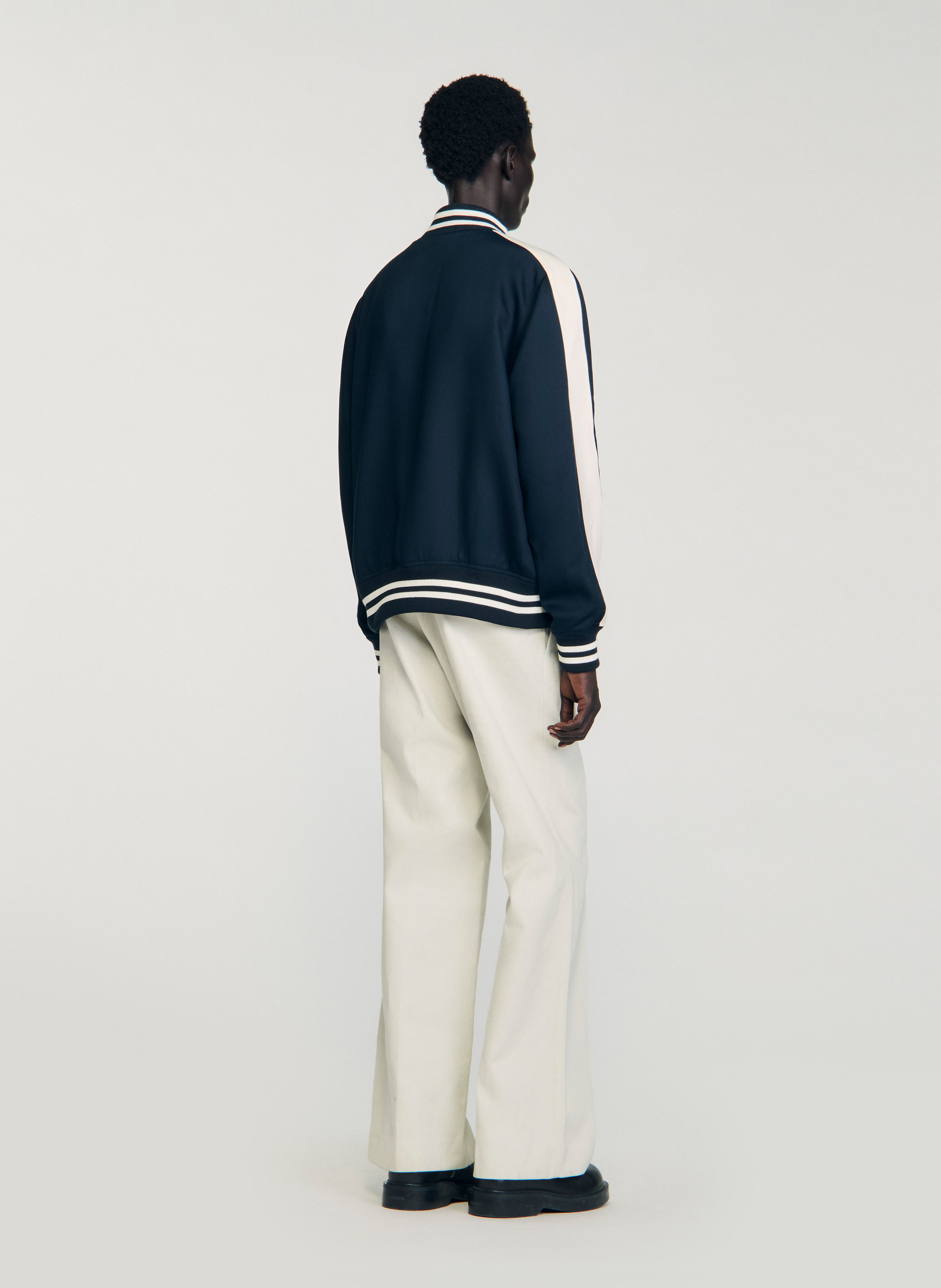 Veste droite col teddy SANDRO Bleu