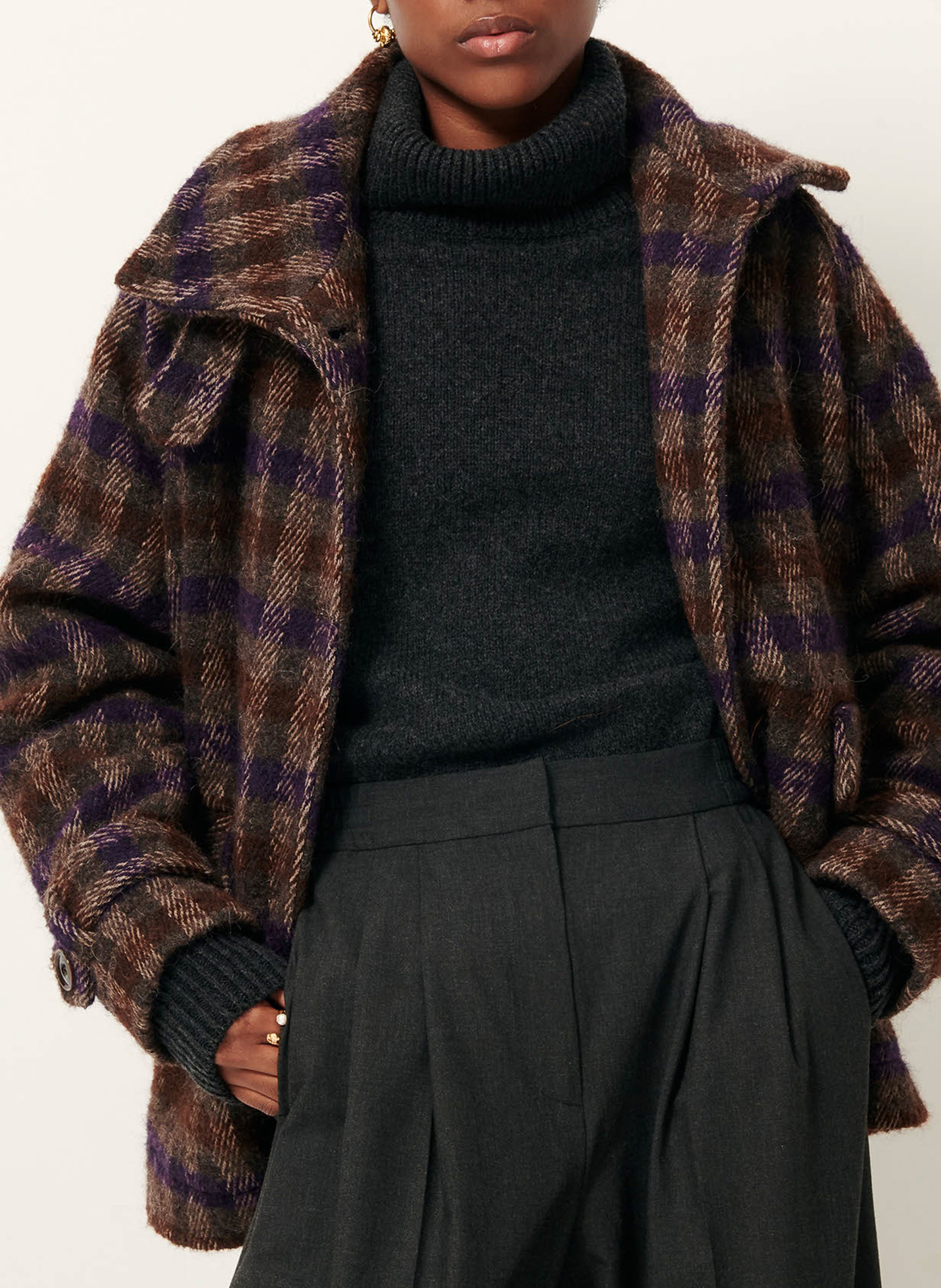 Manteau oversize à carreaux lee valley SESSUN Marron