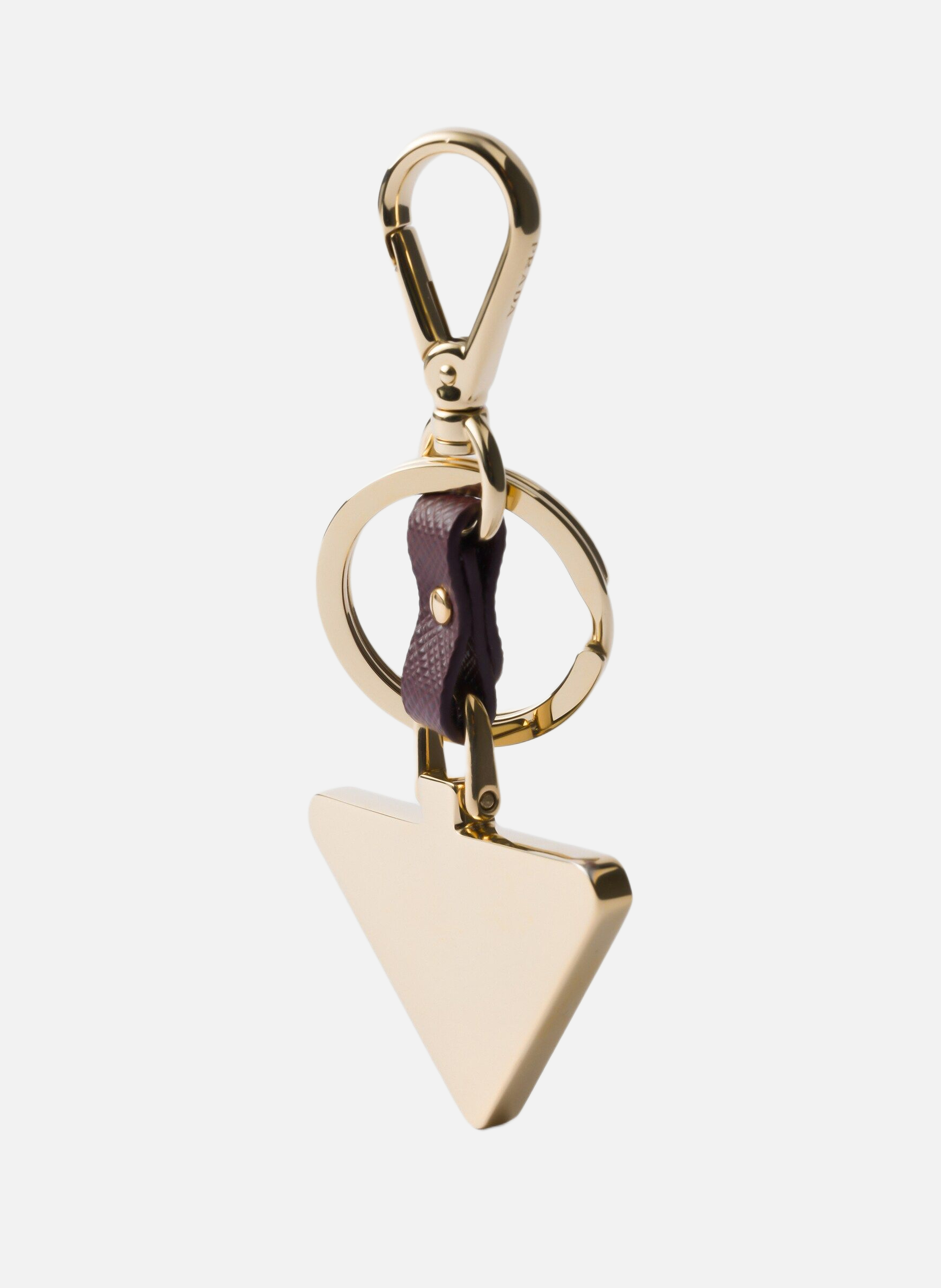 Porte-clé en cuir saffiano et métal PRADA Rouge