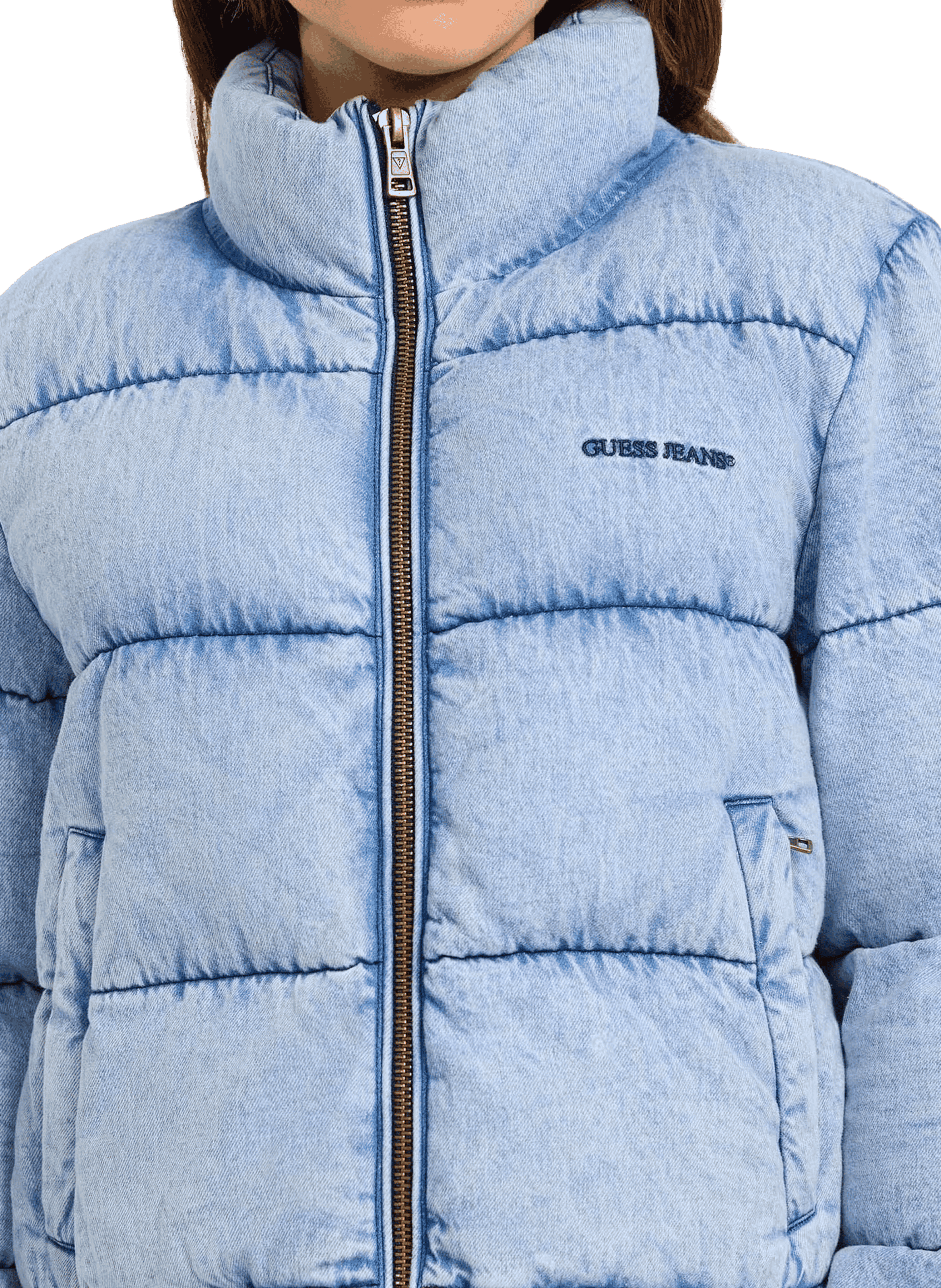 Doudoune matelassée en denim de coton GUESS Bleu