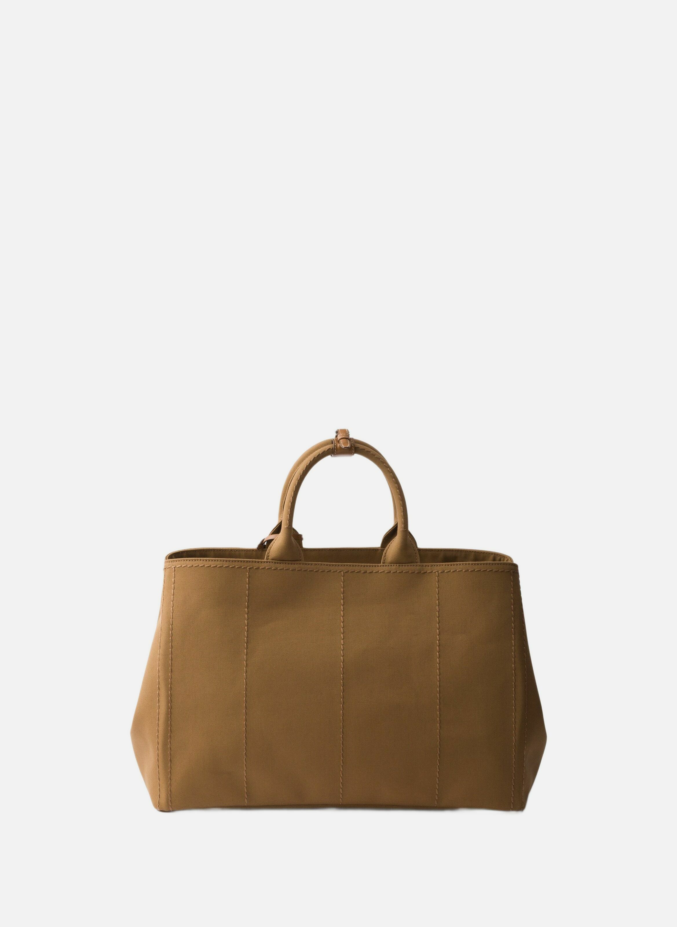 Très grand cabas prada jardinière en toile PRADA Marron