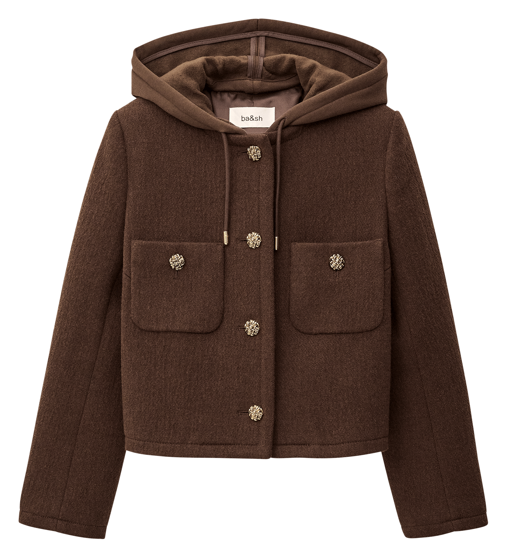 Veste courte boutonnée à capuche merry BA&SH Marron
