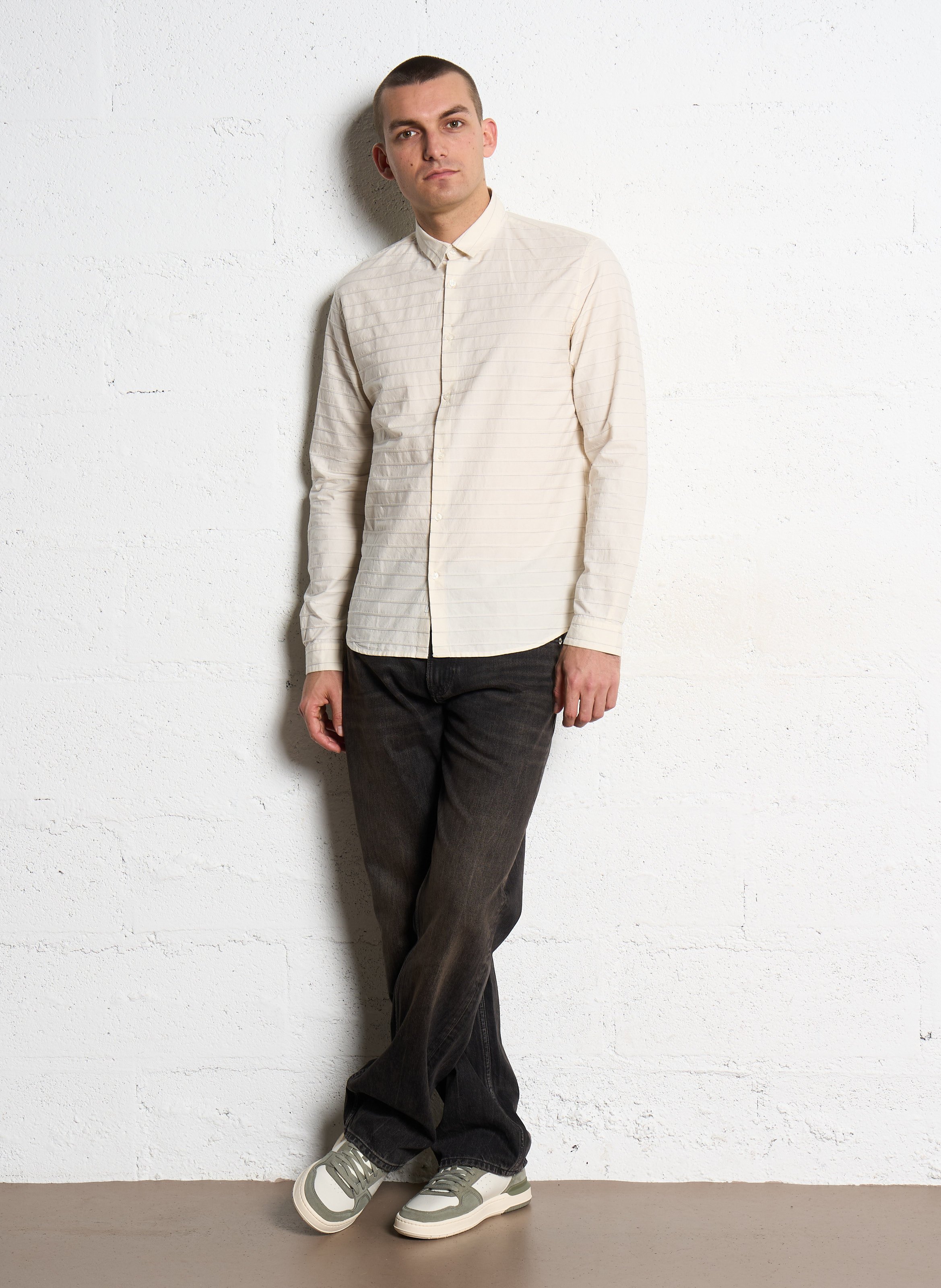 Chemise droite à rayures fines IKKS Blanc