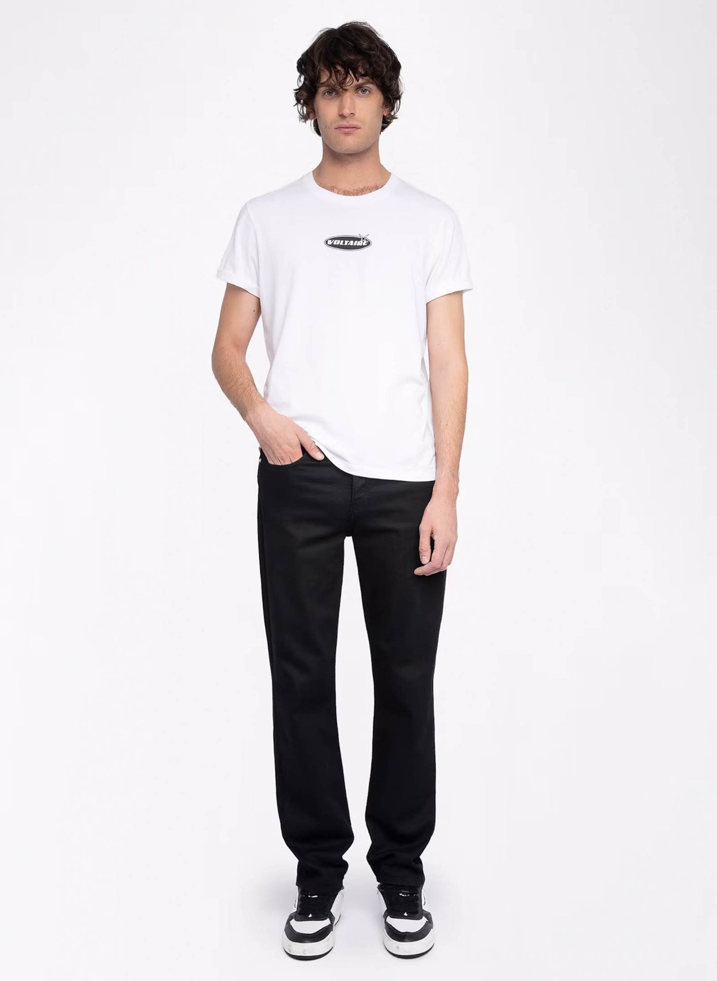 Tee-shirt droit col rond en coton tommy ZADIG&VOLTAIRE Blanc