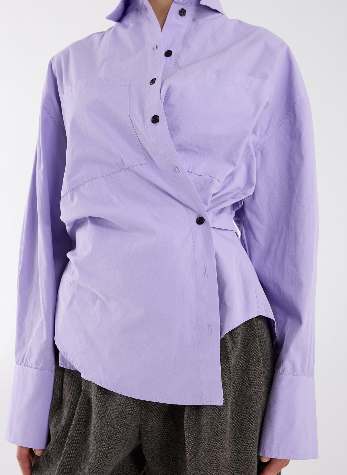 Asymmetrical cotton shirt TOPSHOP Purple