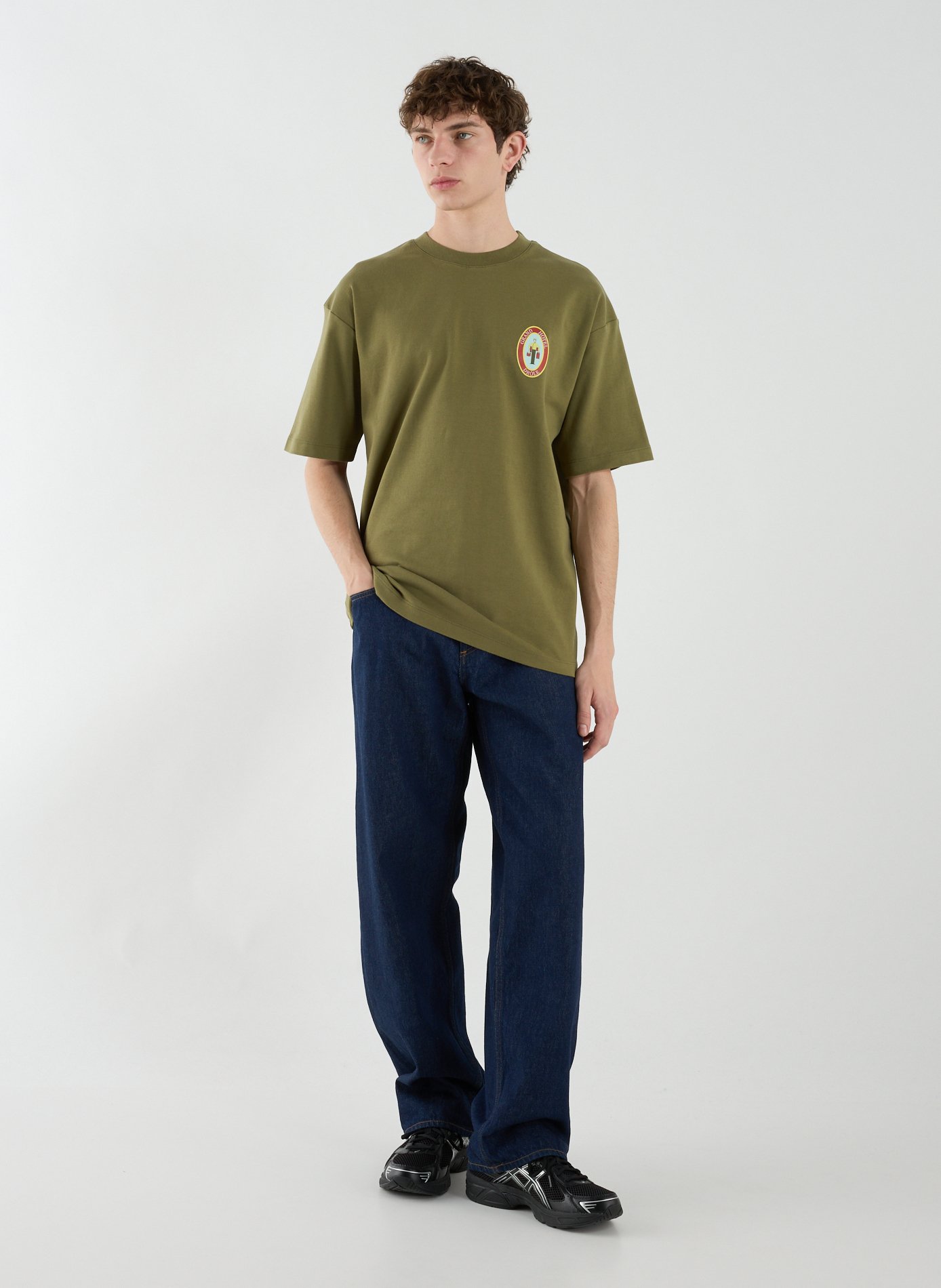 T-Shirt ample sérigraphié en coton DROLE DE MONSIEUR Kaki