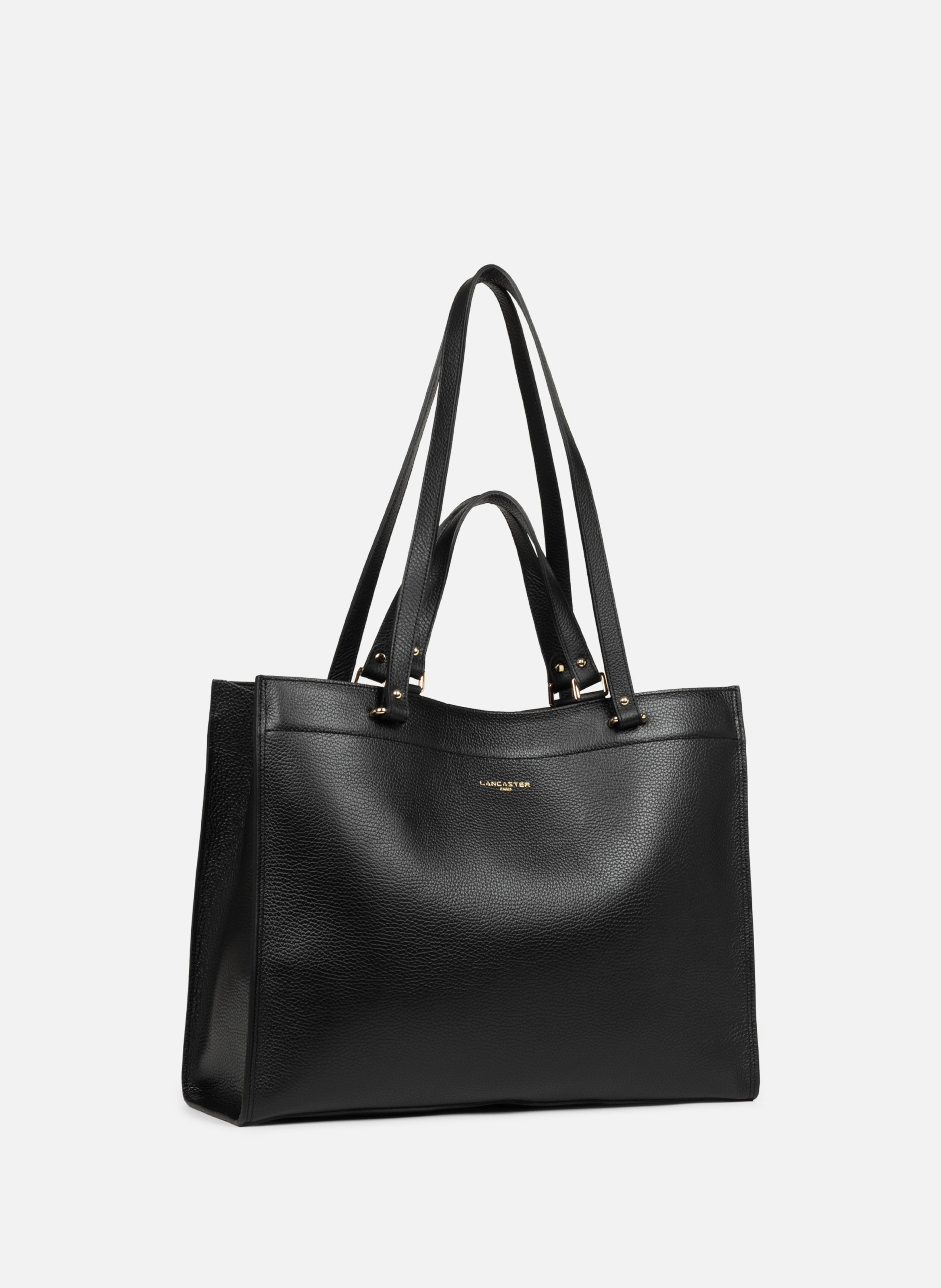 Très grand sac cabas épaule - foulonné double daily LANCASTER Noir