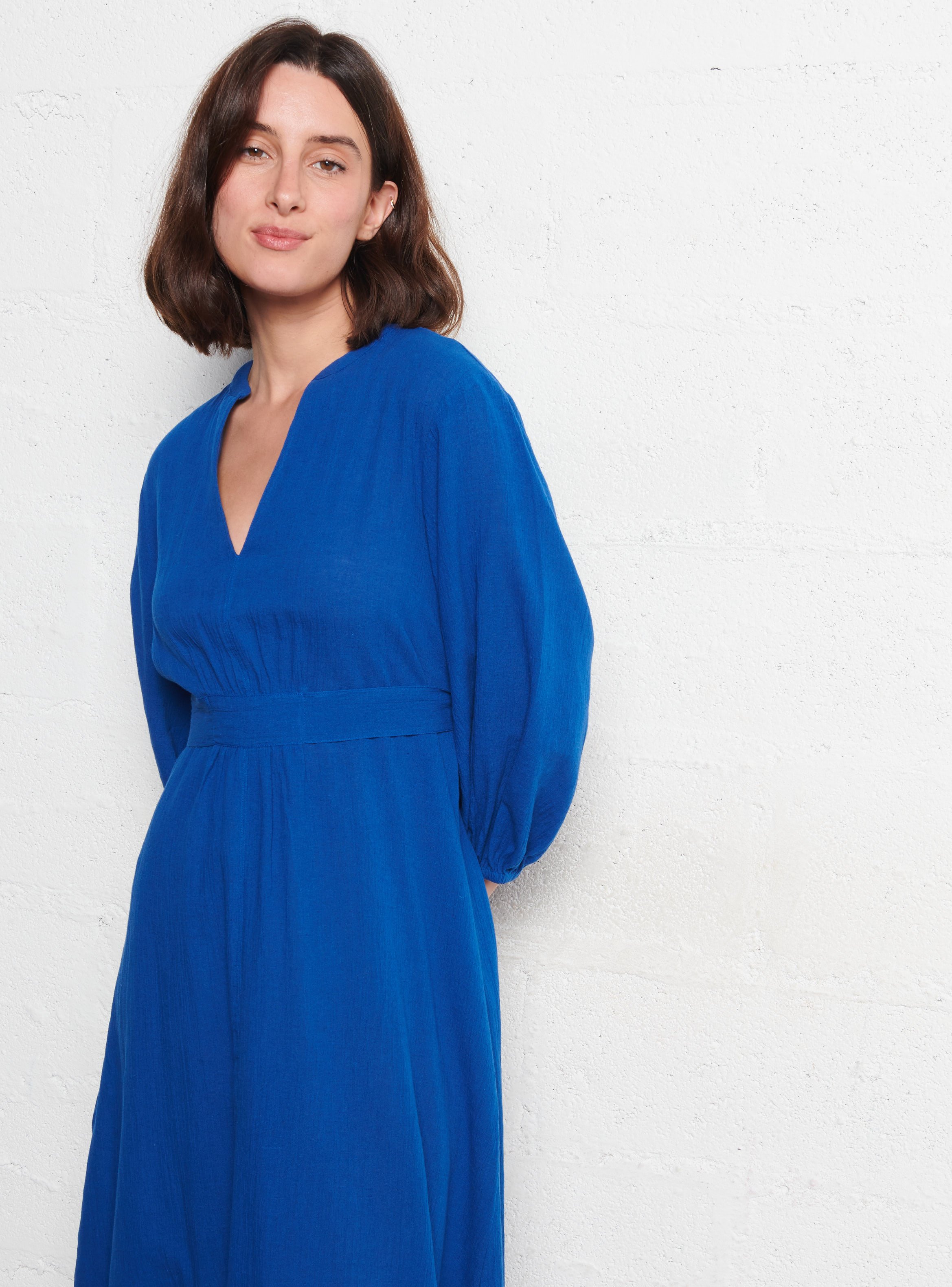 Robe longue en coton mélangé mirana MAISON 123 Bleu