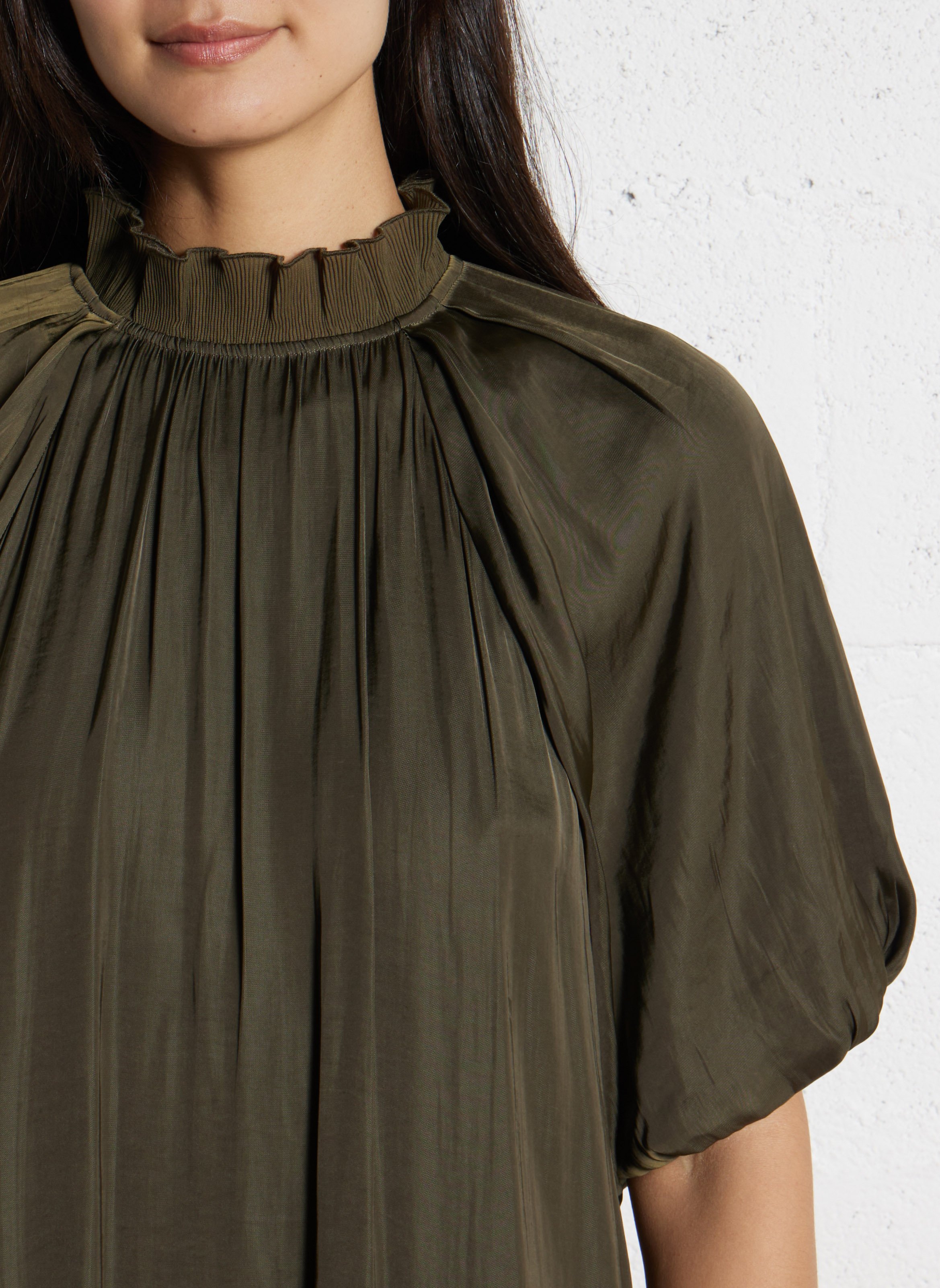 Robe courte satinée IKKS Kaki