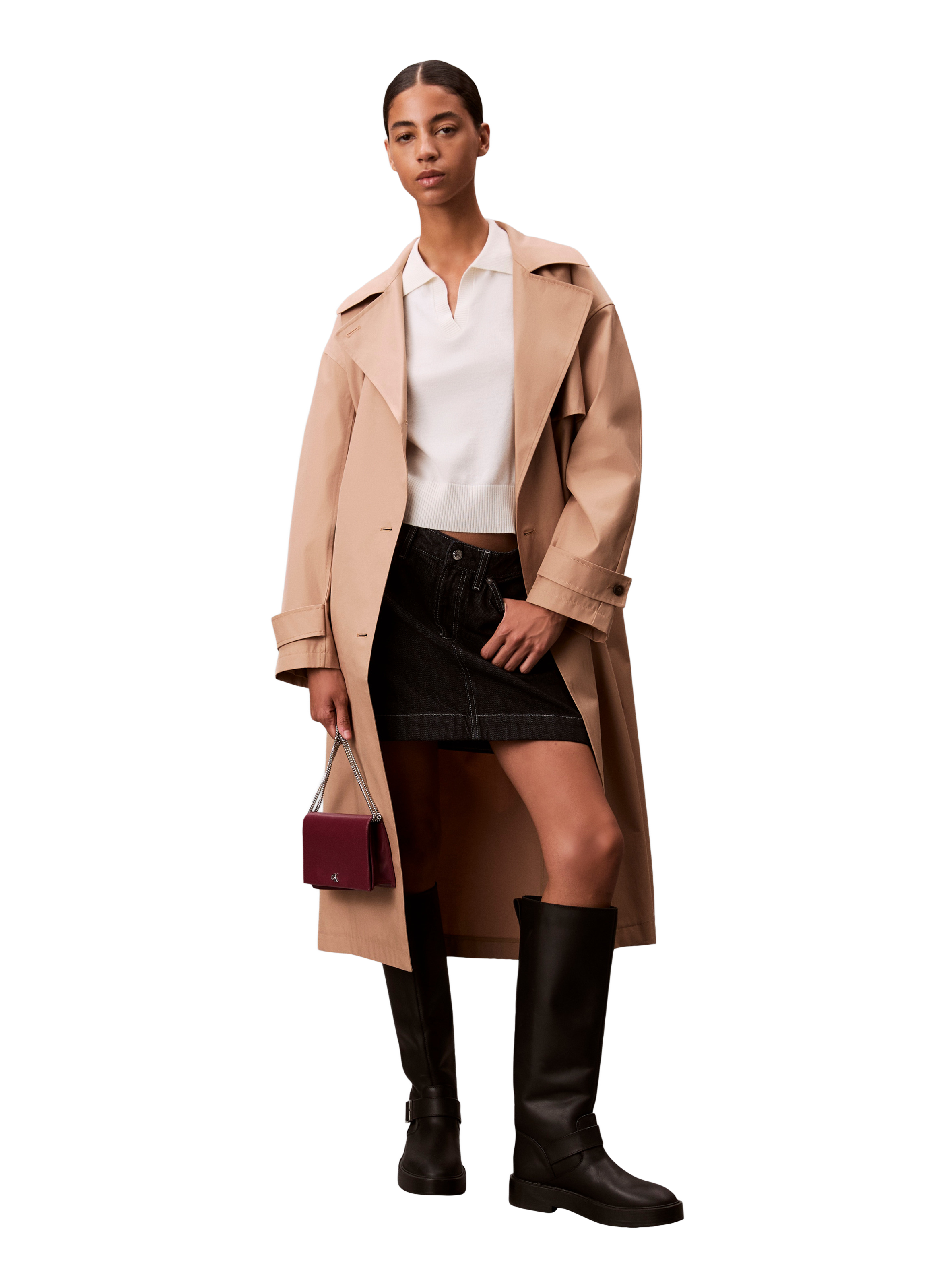 Sac pochette aves bandoulière chaine CALVIN KLEIN Rouge