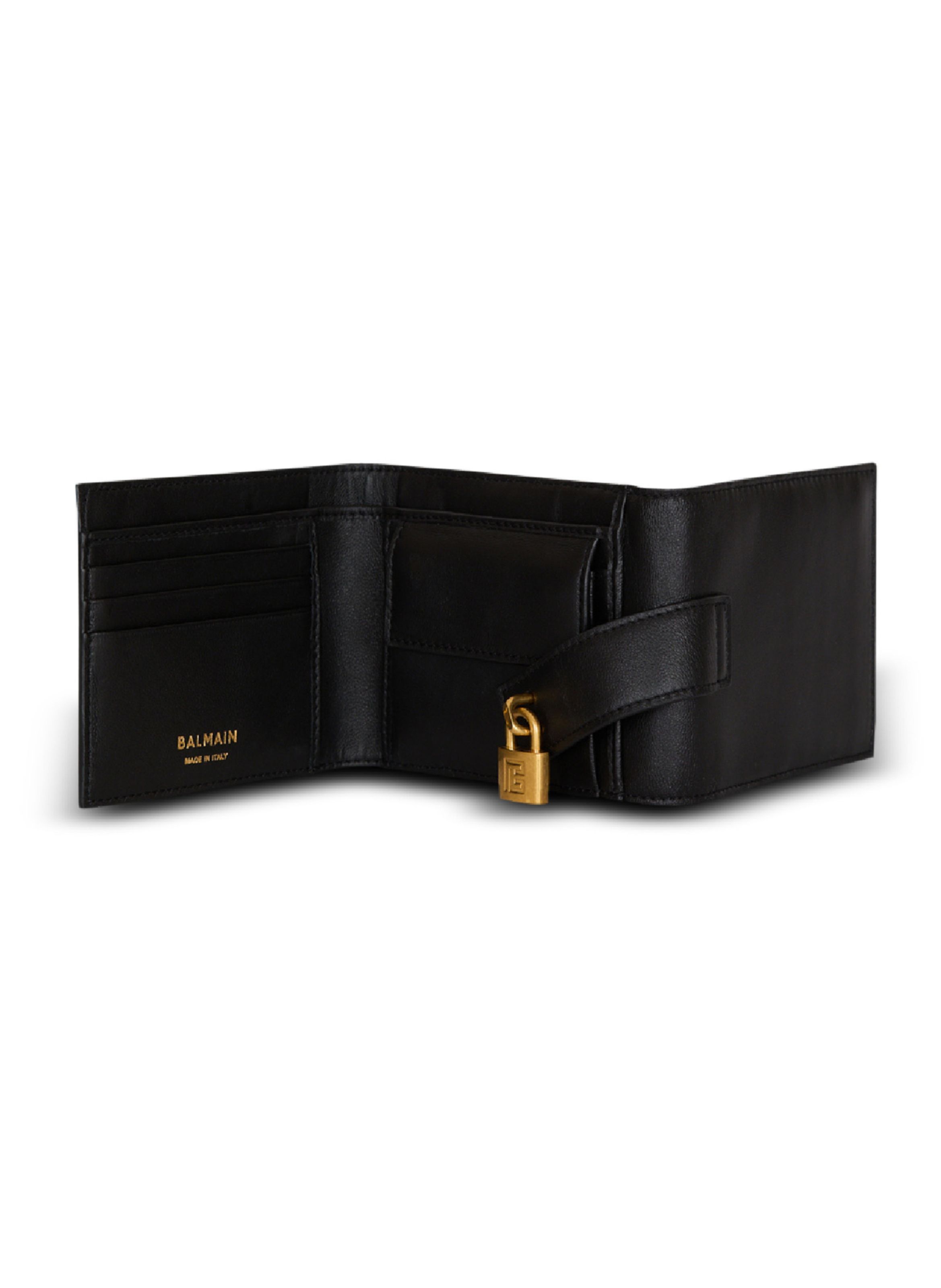 Portefeuille trifold pulse en cuir d’agneau BALMAIN Noir