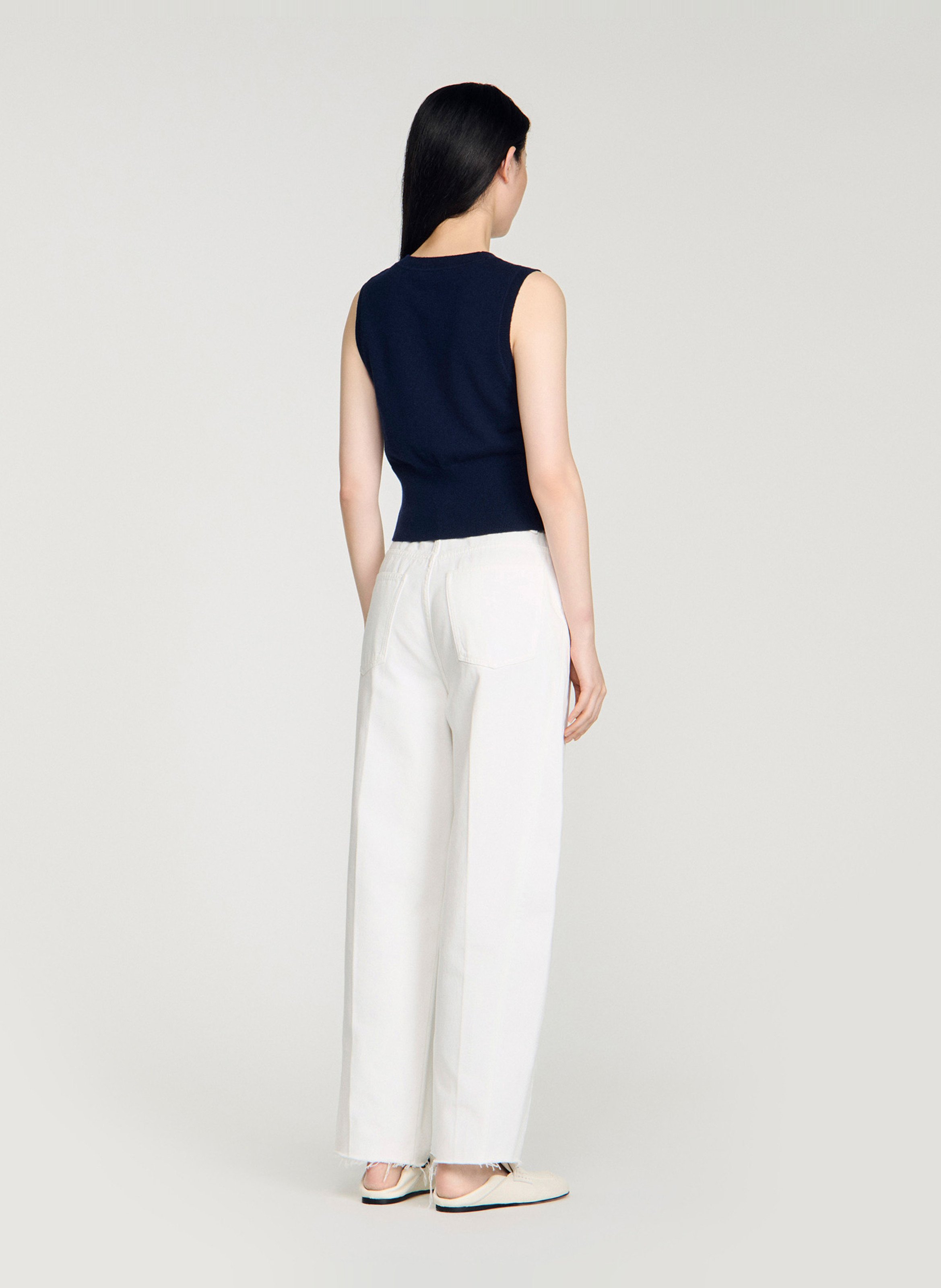 Pull col rond en laine mélangée SANDRO Bleu