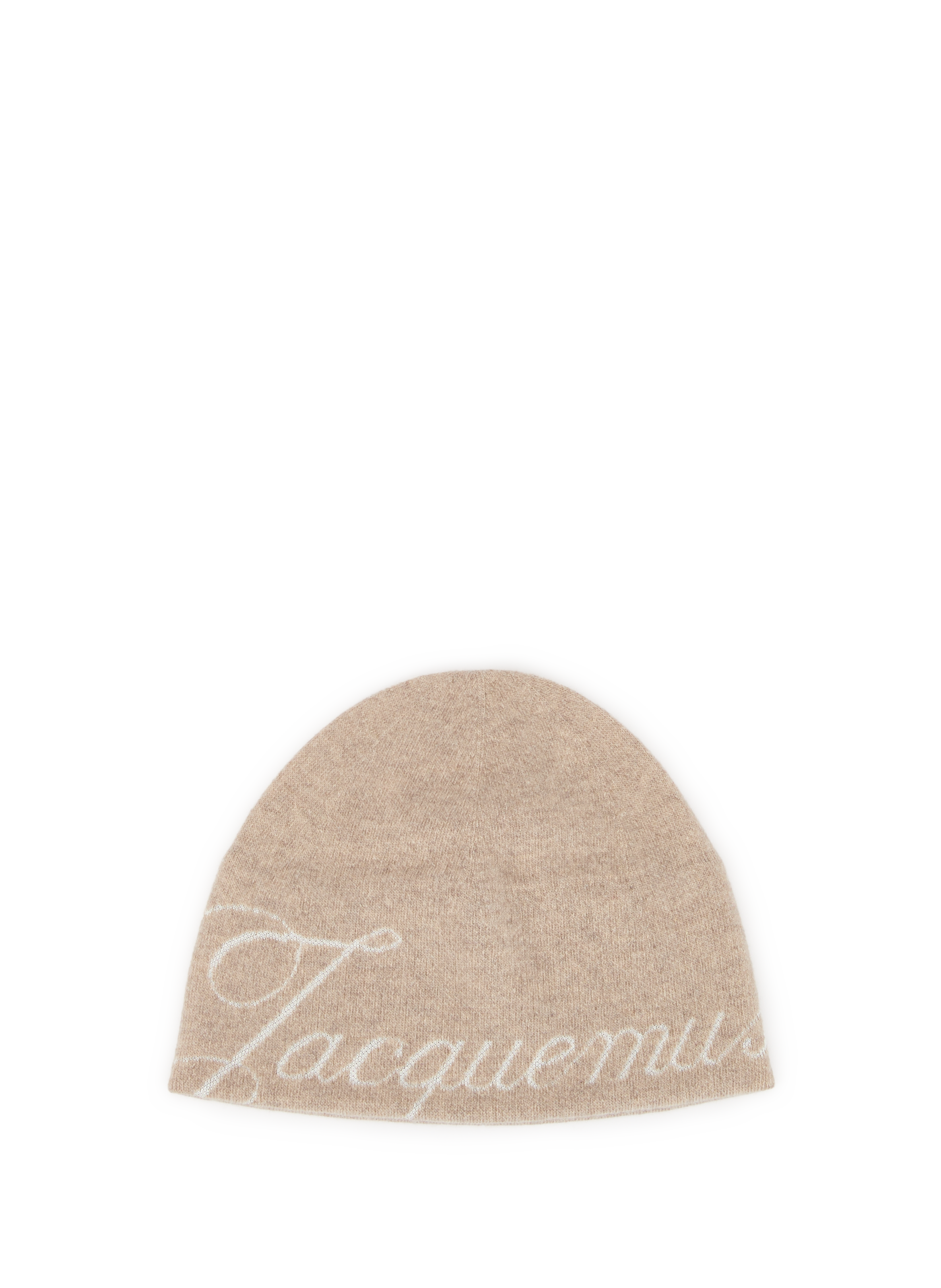 Chevron brand virgin wool and cashmere beanie JACQUEMUS Beige