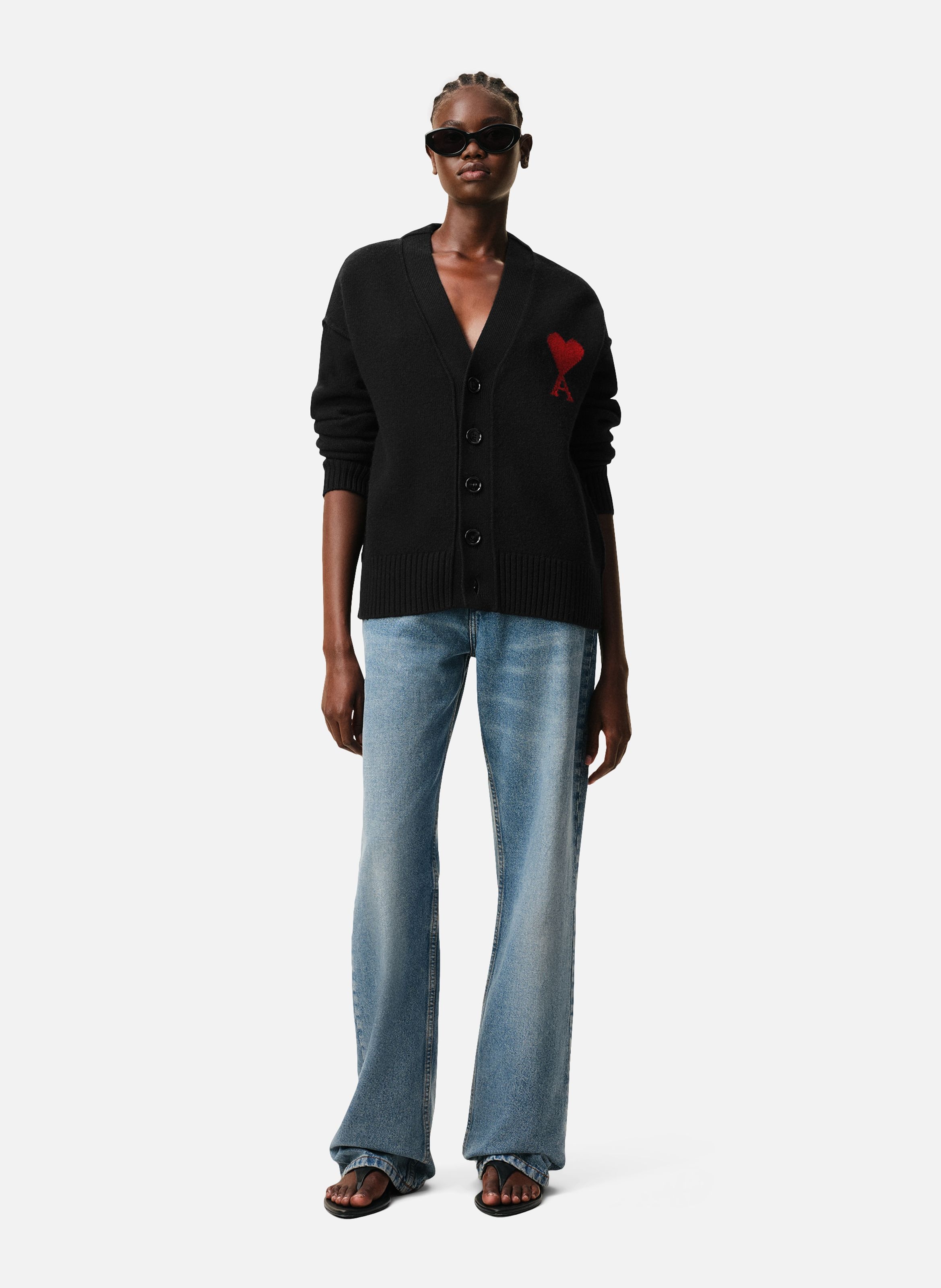 Cardigan Ami De Coeur En Laine unisexe AMI PARIS Noir