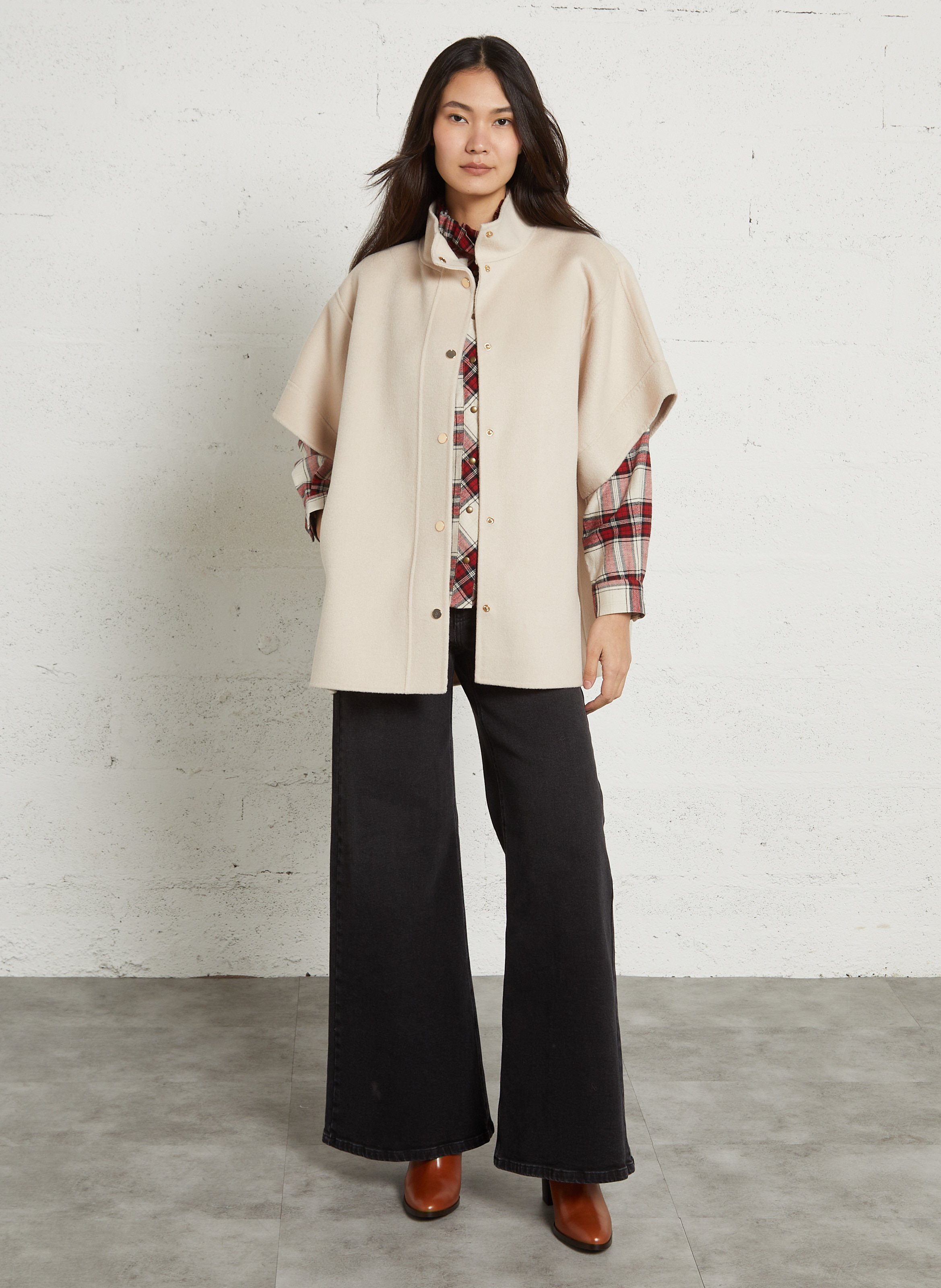 Veste col montant en laine mélangée fortune MAISON 123 Blanc