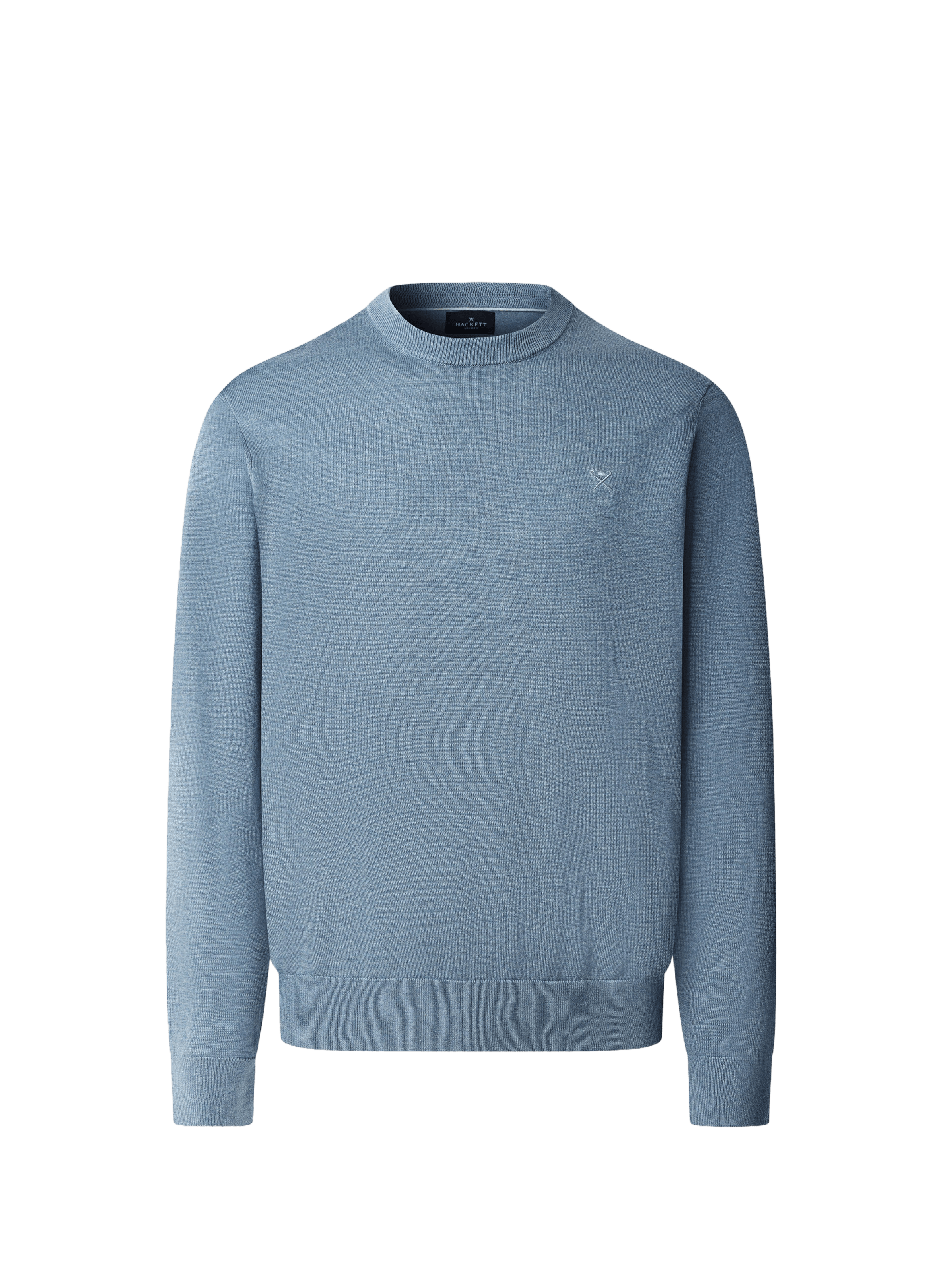 Round neck sweater in cotton and silk HACKETT Blue