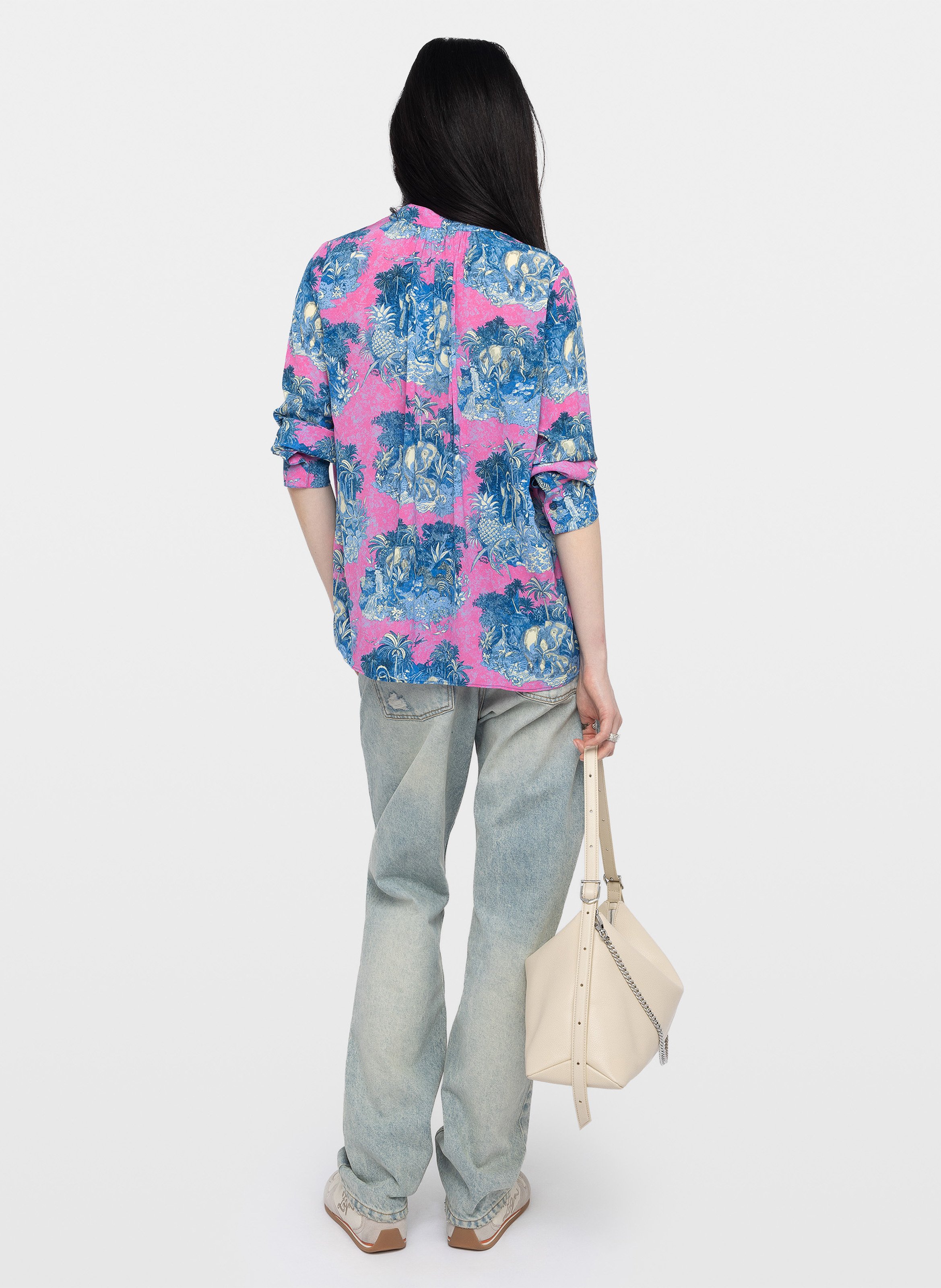 Blouse droite col v imprimée tink ZADIG&VOLTAIRE Rose