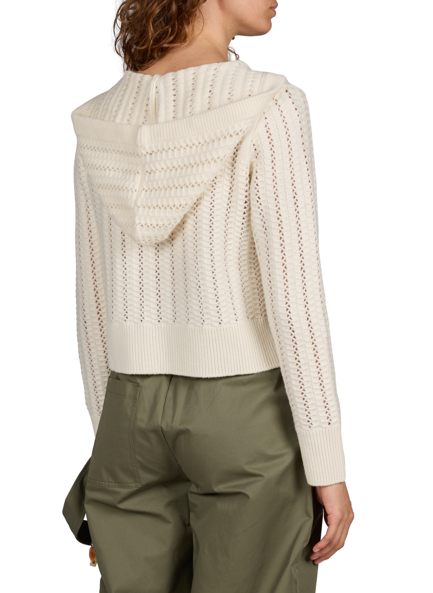 Cardigan tricot à capuche en laine mérinos BERENICE Beige