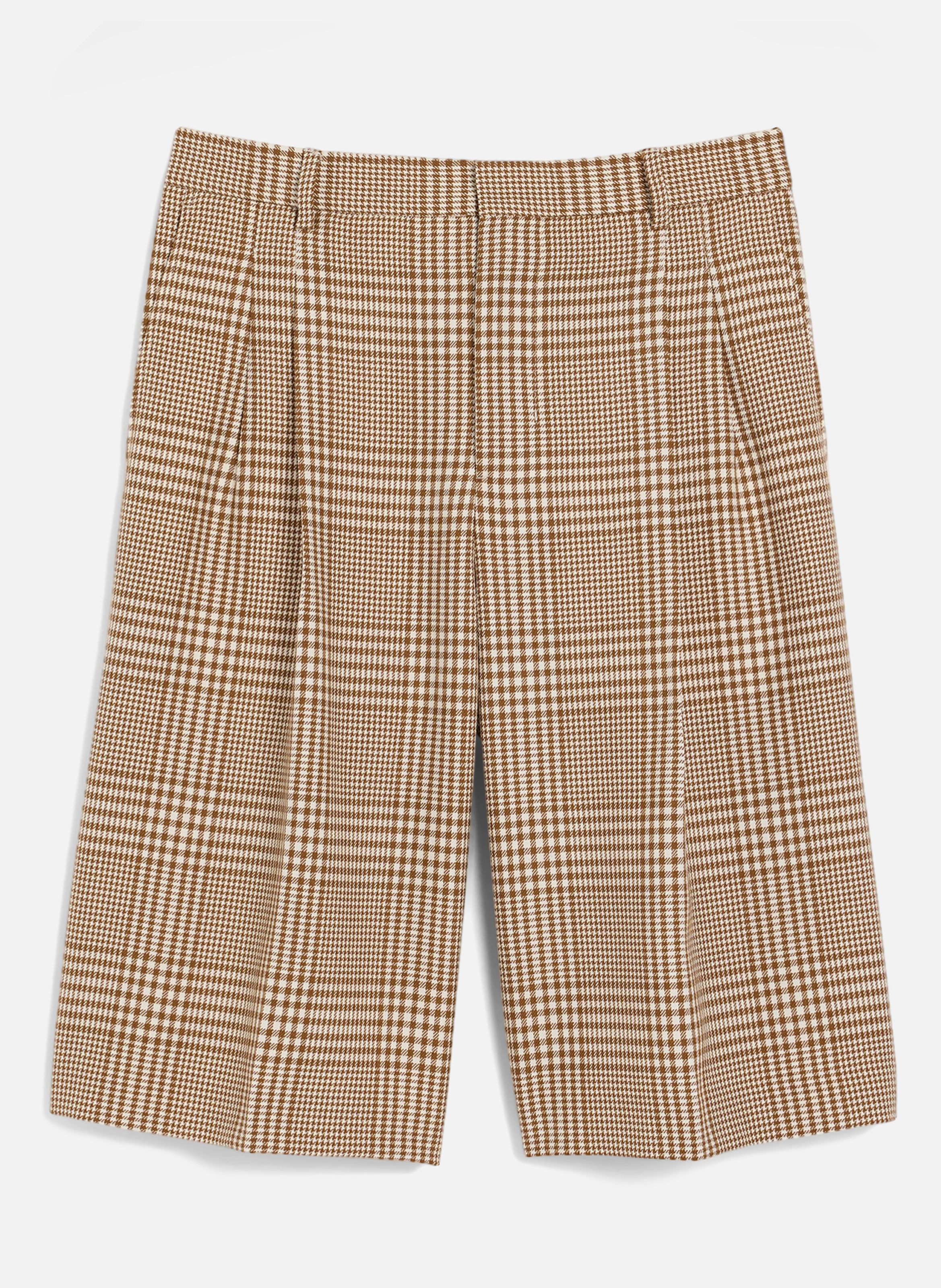 Short à carreaux prince de galles en laine vierge AMI PARIS Marron