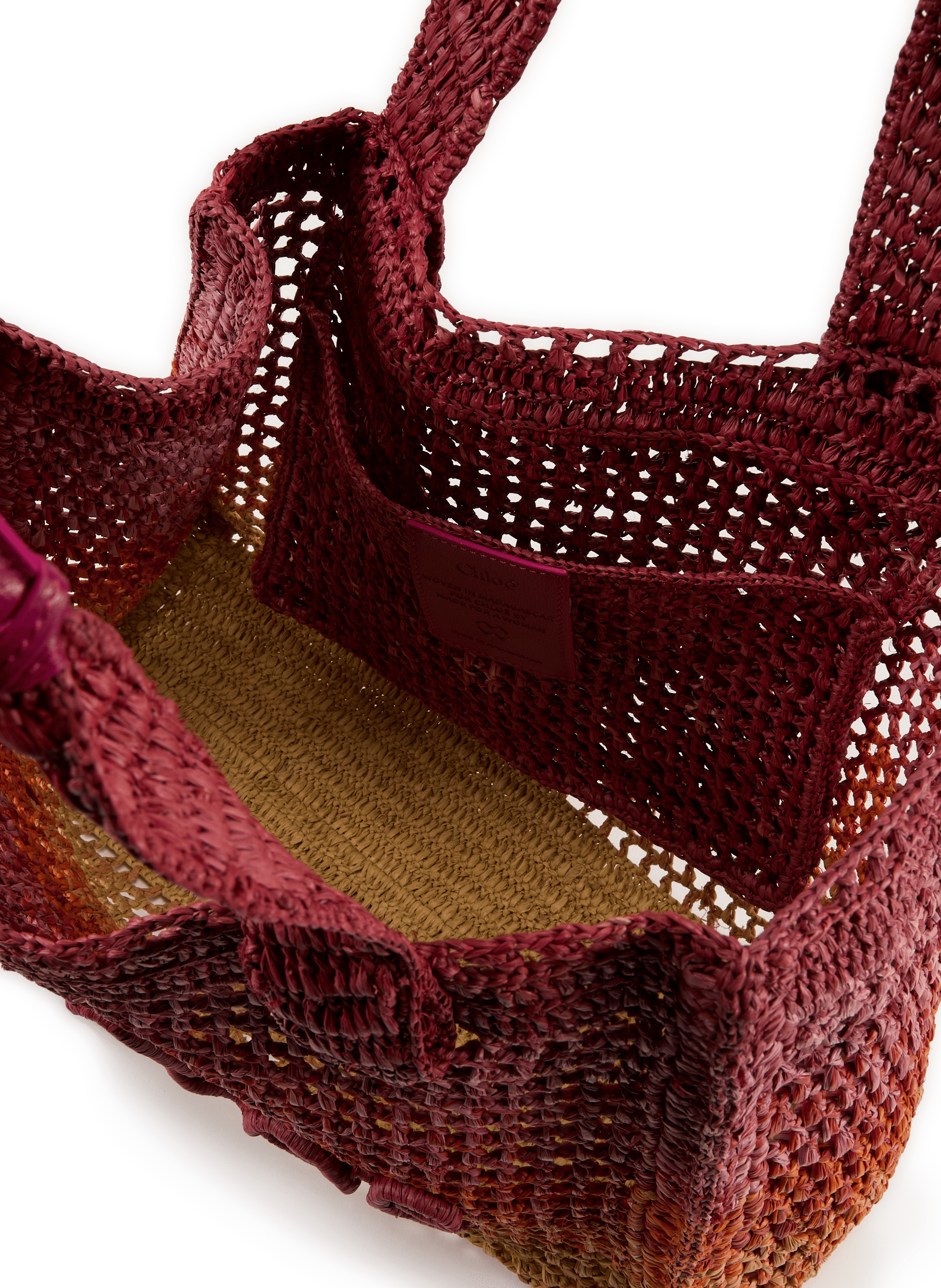 Bolso de mano degradado Summer Banana en rafia CHLOÉ Naranja