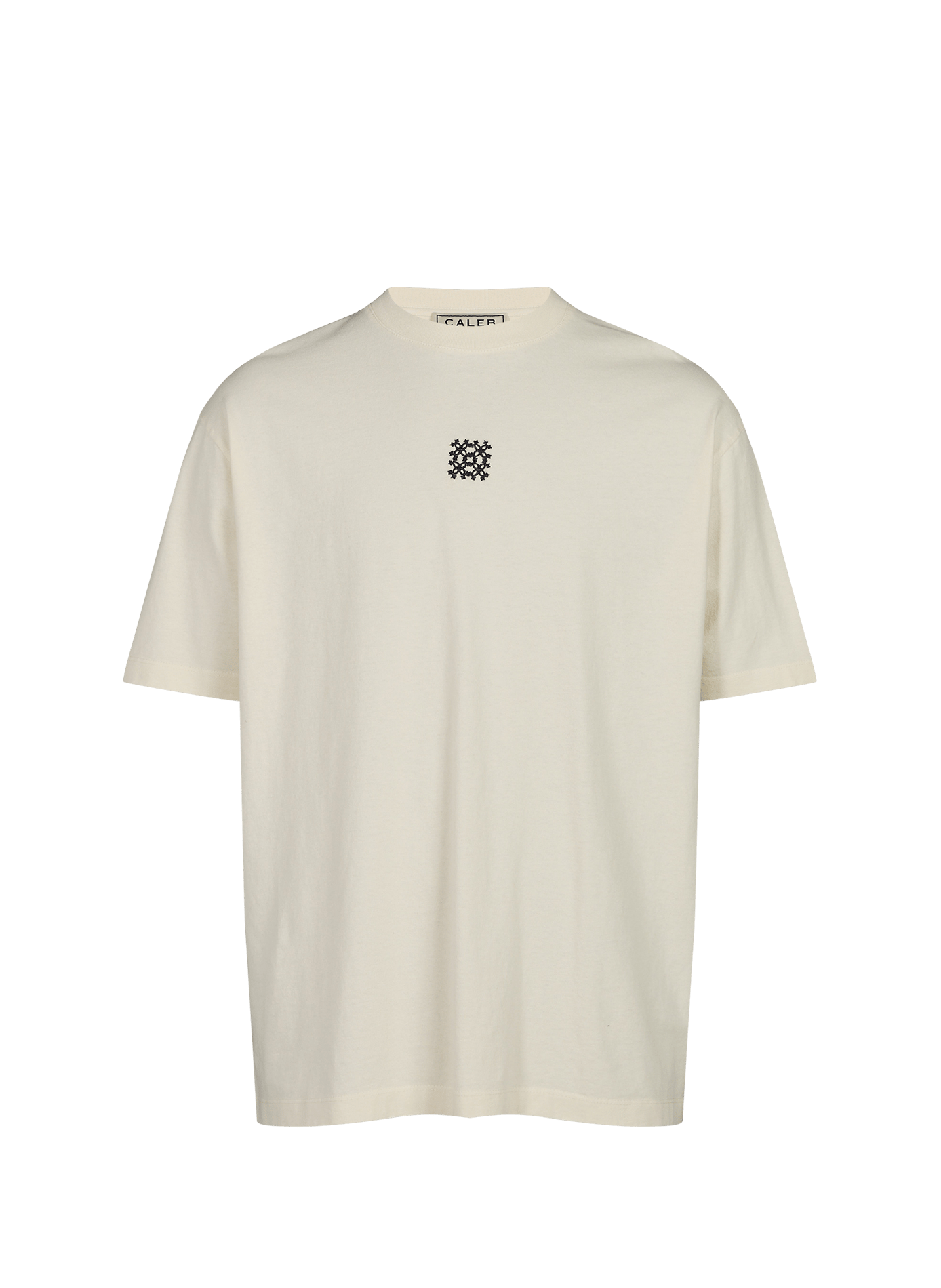 T-shirt ample broderie logo en coton CALEB Beige