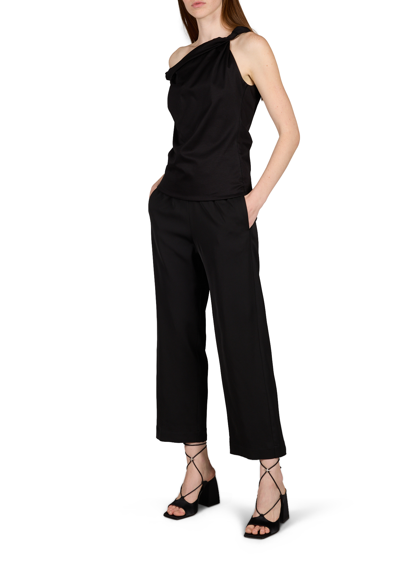 Wide-leg cropped pants ROHE FRAMES Black