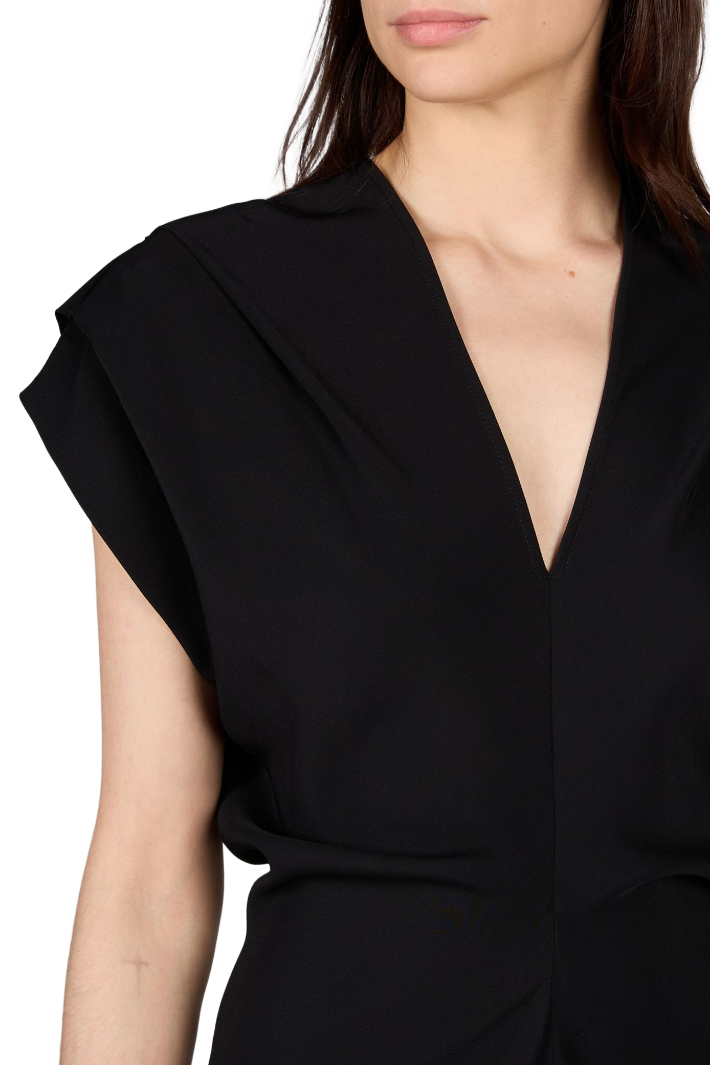 Robe unie à col V CO Noir