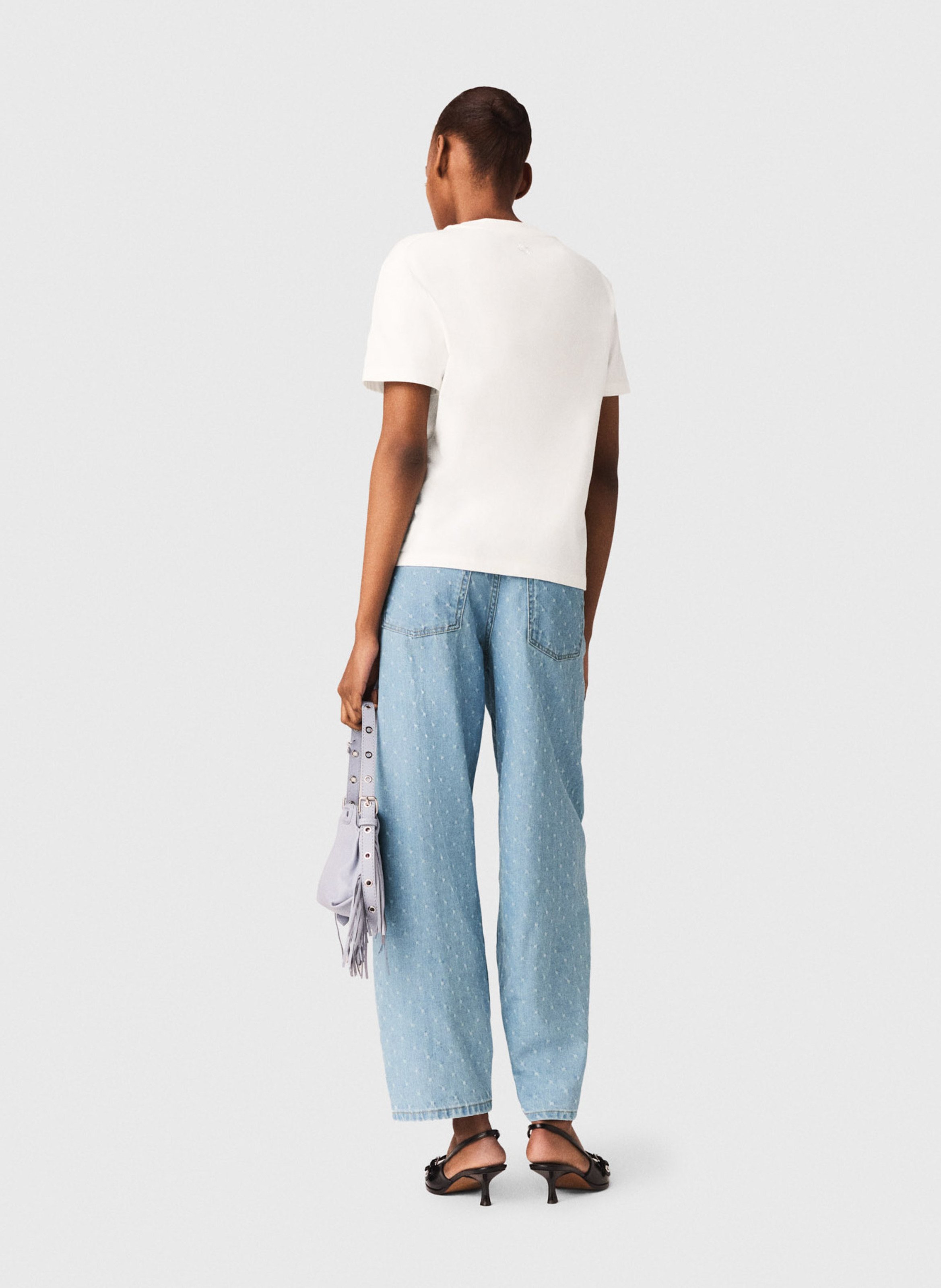 Tee-shirt col rond en coton MAJE Blanc